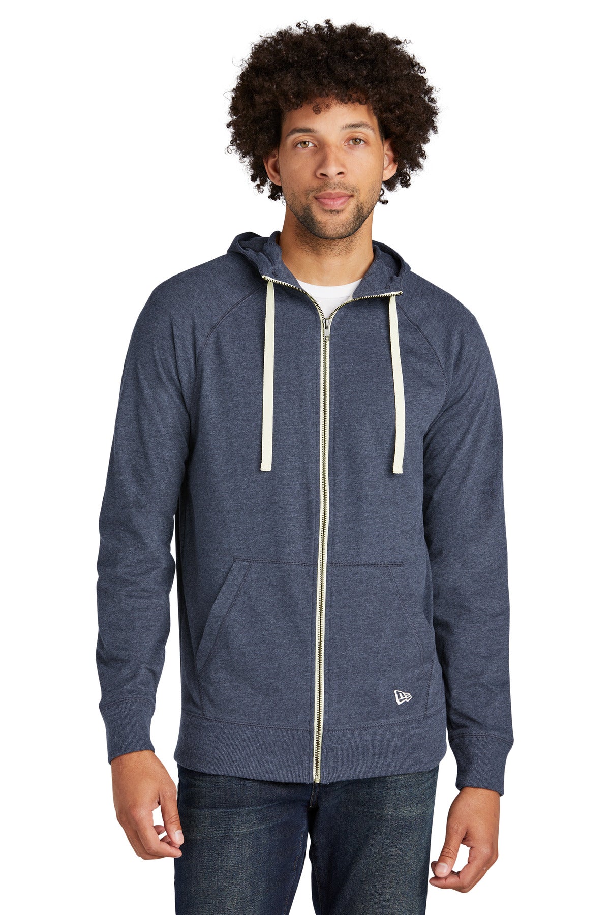 New Era  Sueded Cotton Blend Full-Zip Hoodie - True Navy Heather