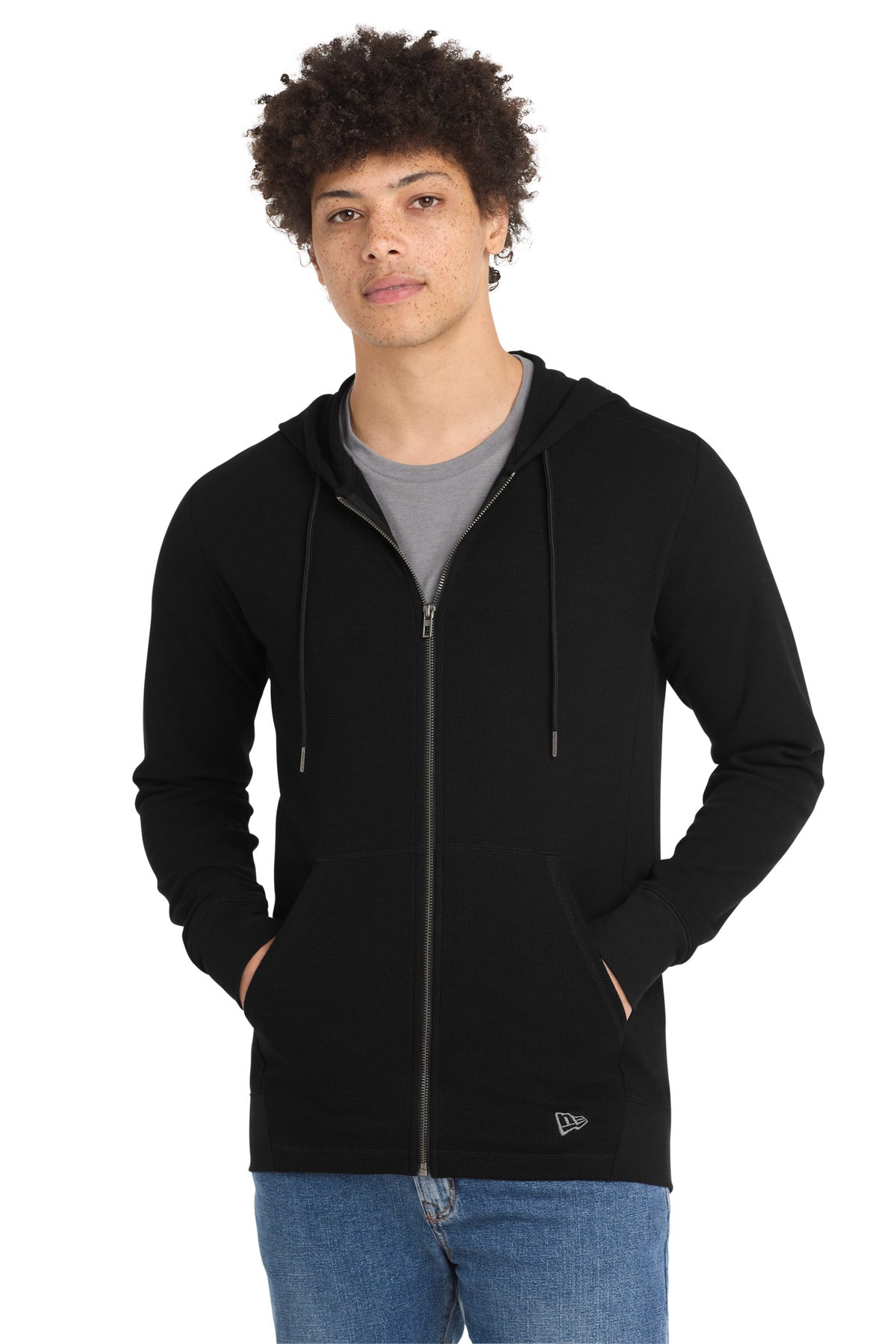 New Era Thermal Full-Zip Hoodie - Black
