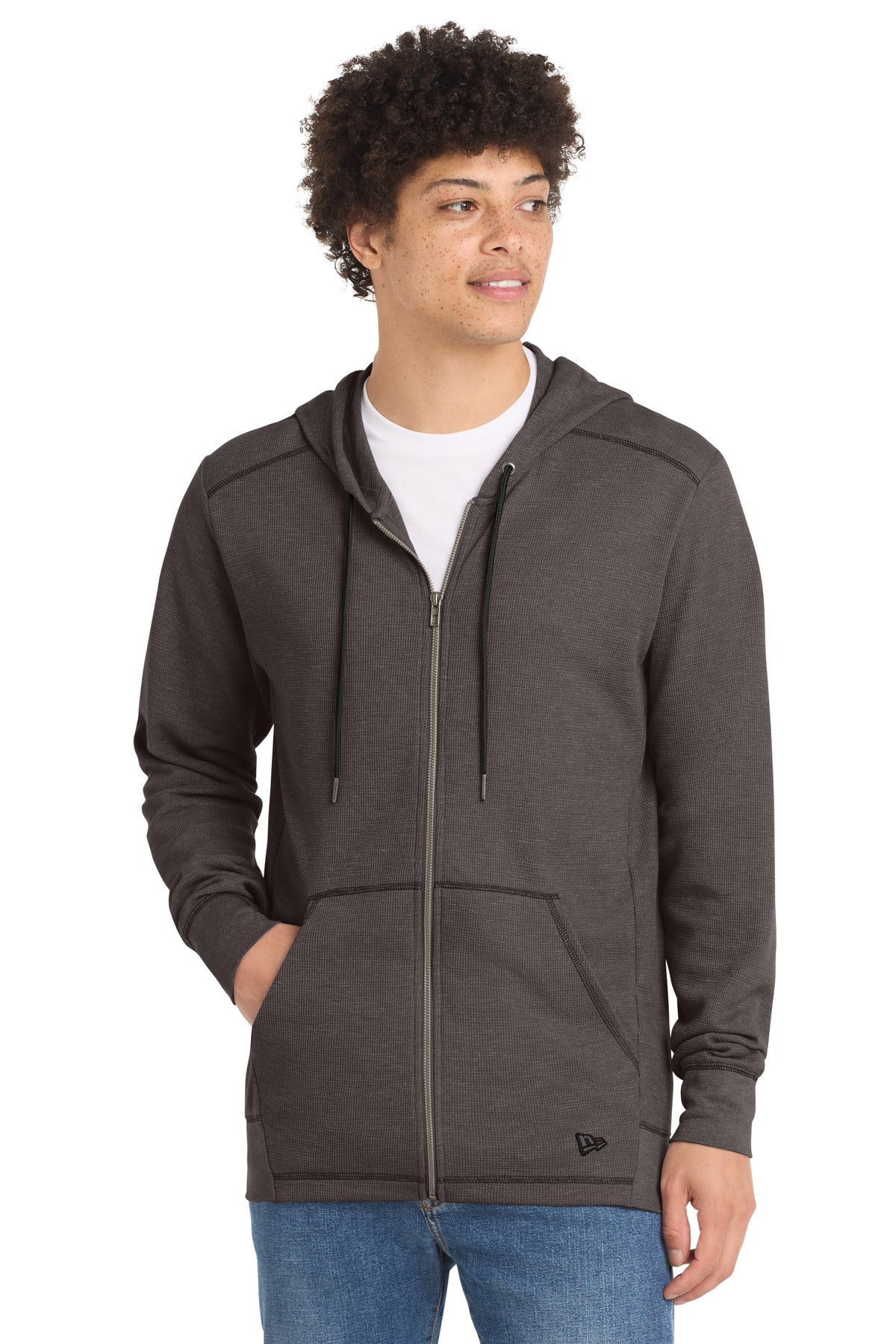 New Era Thermal Full-Zip Hoodie - Black Heather