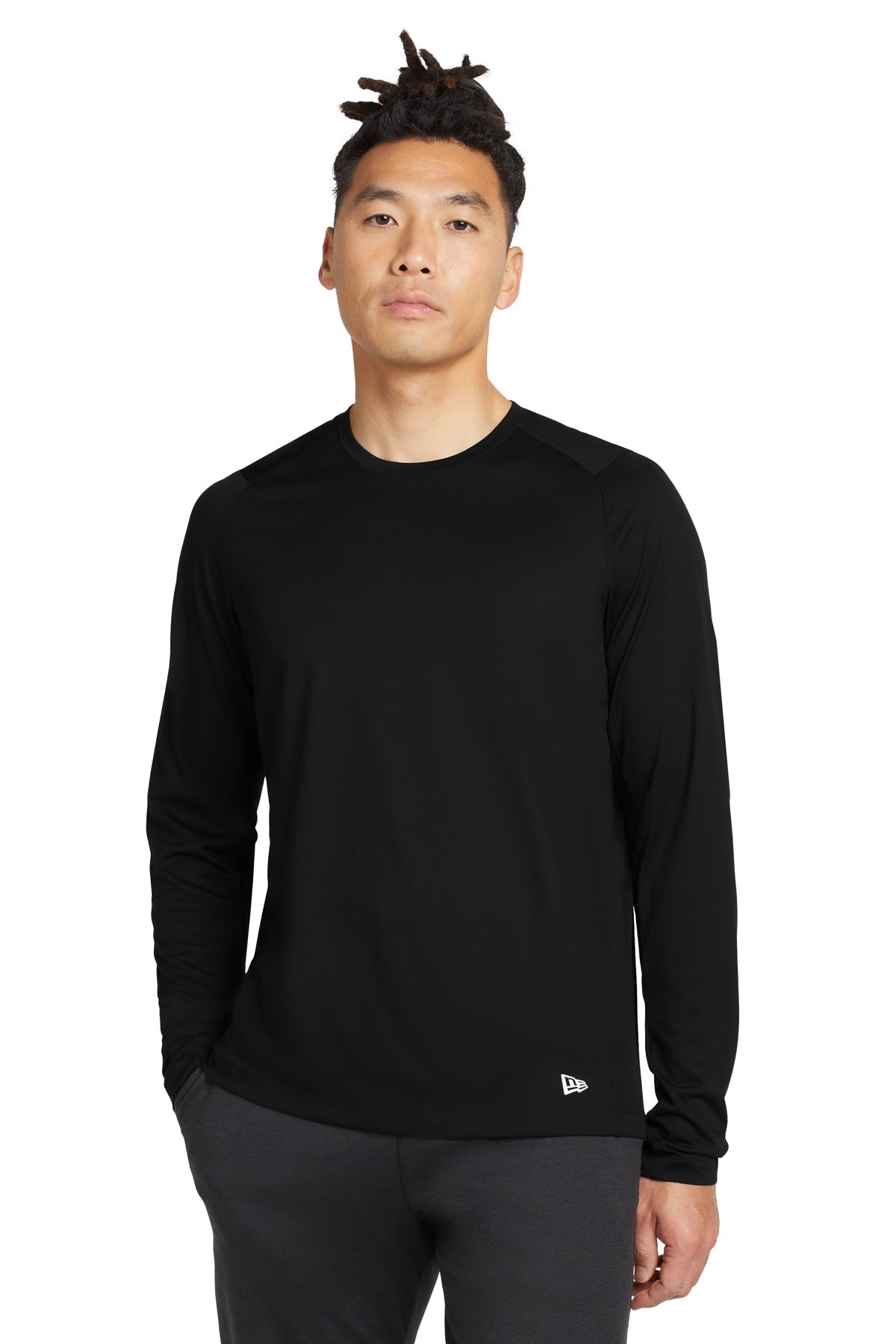 New Era  Series Performance Long Sleeve Crew Tee - Black Solid