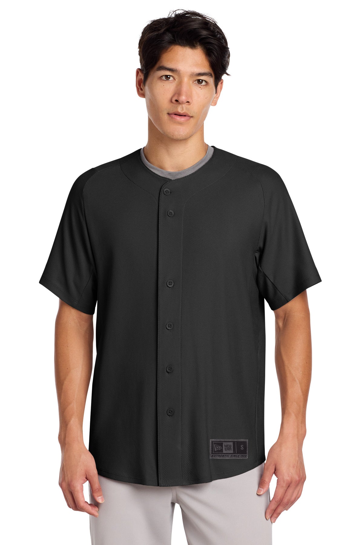 New Era  Diamond Era Full-Button Jersey - Black