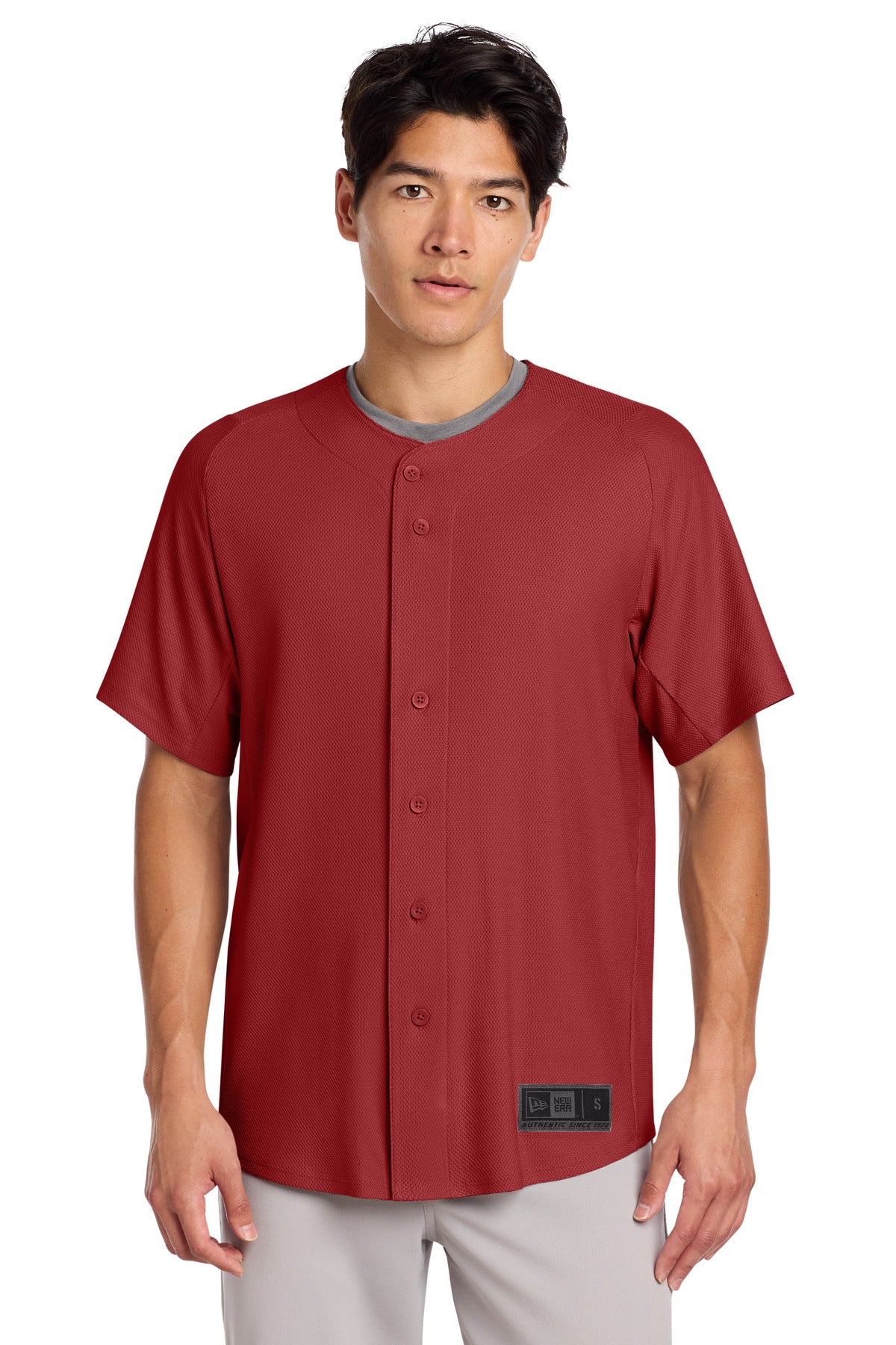 New Era  Diamond Era Full-Button Jersey - Crimson