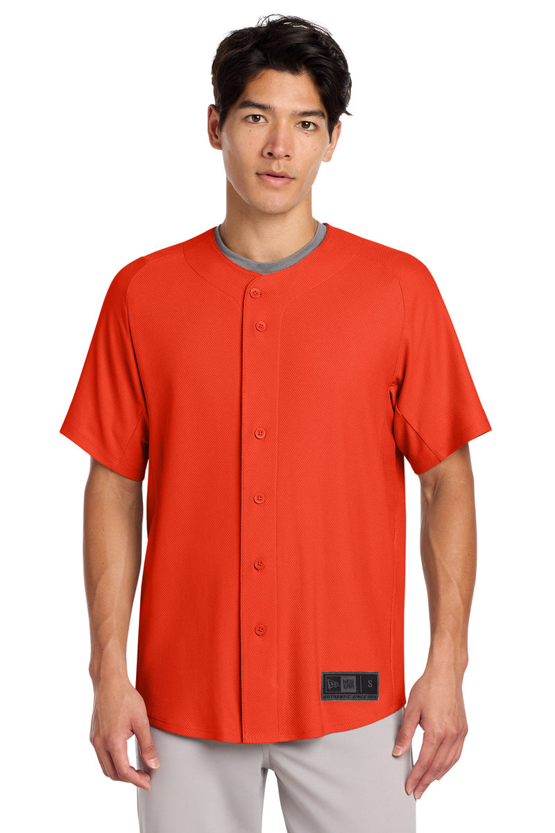 New Era  Diamond Era Full-Button Jersey - Deep Orange