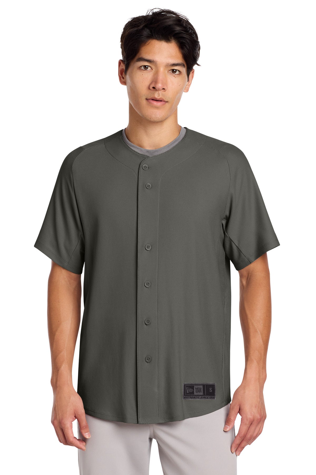 New Era  Diamond Era Full-Button Jersey - Graphite