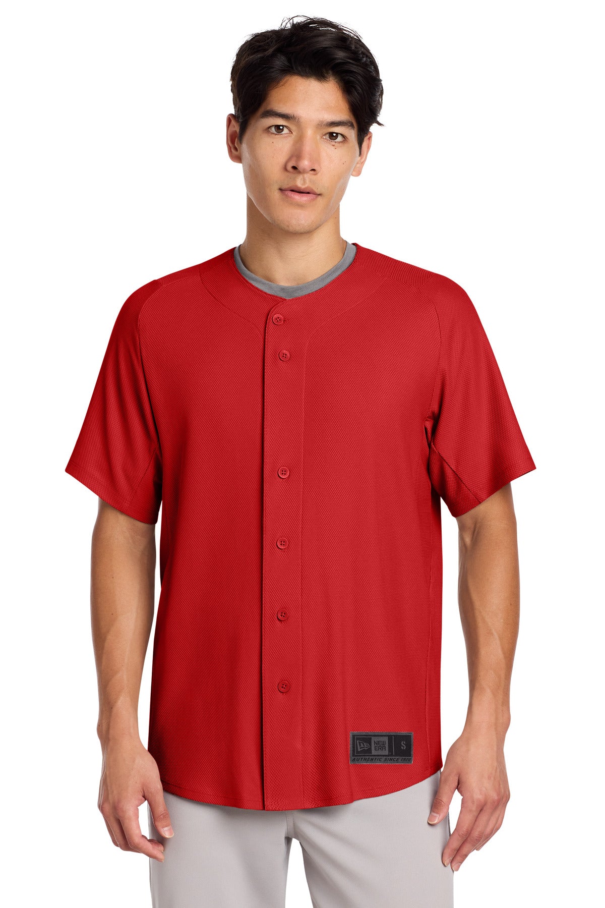 New Era  Diamond Era Full-Button Jersey - Scarlet