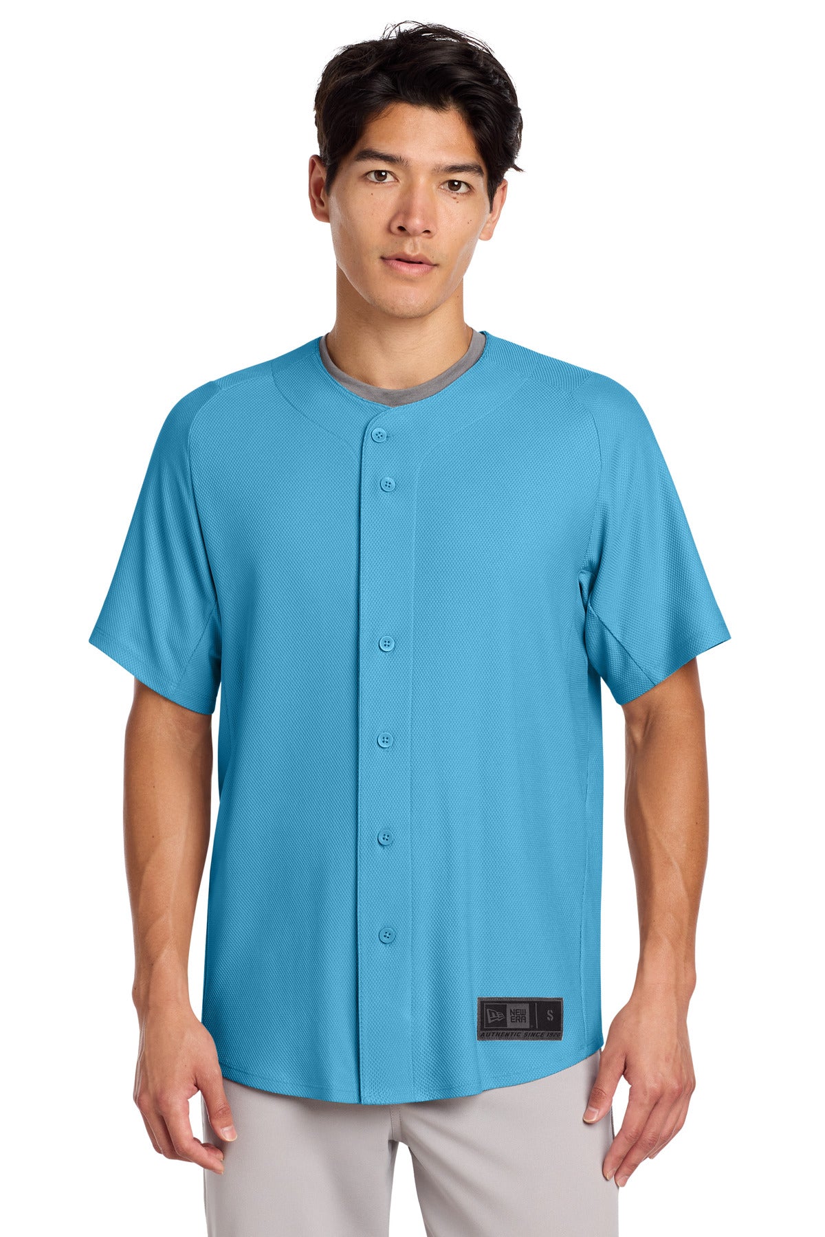 New Era  Diamond Era Full-Button Jersey - Sky Blue