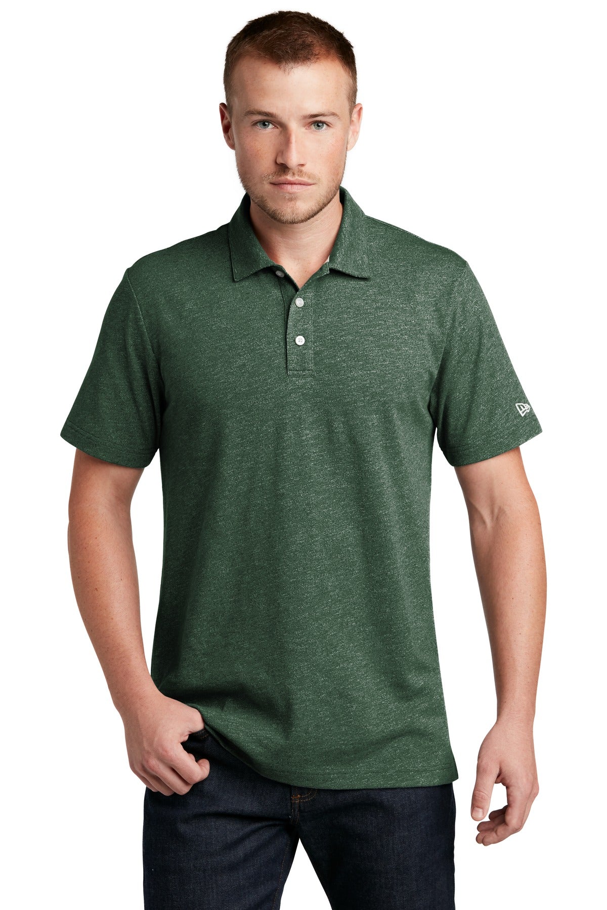 New Era  Slub Twist Polo - Dark Green Twist