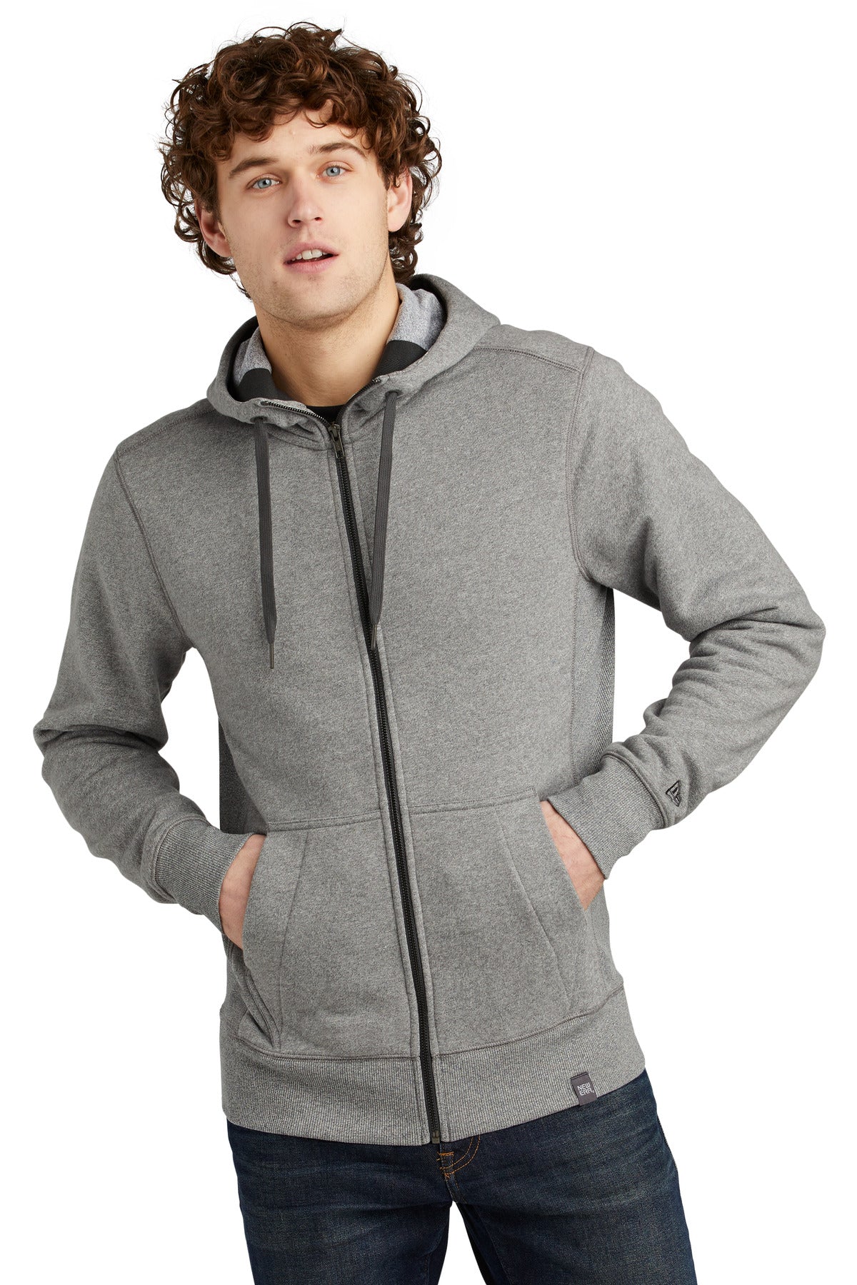 New Era  French Terry Full-Zip Hoodie - Light Graphite Twist