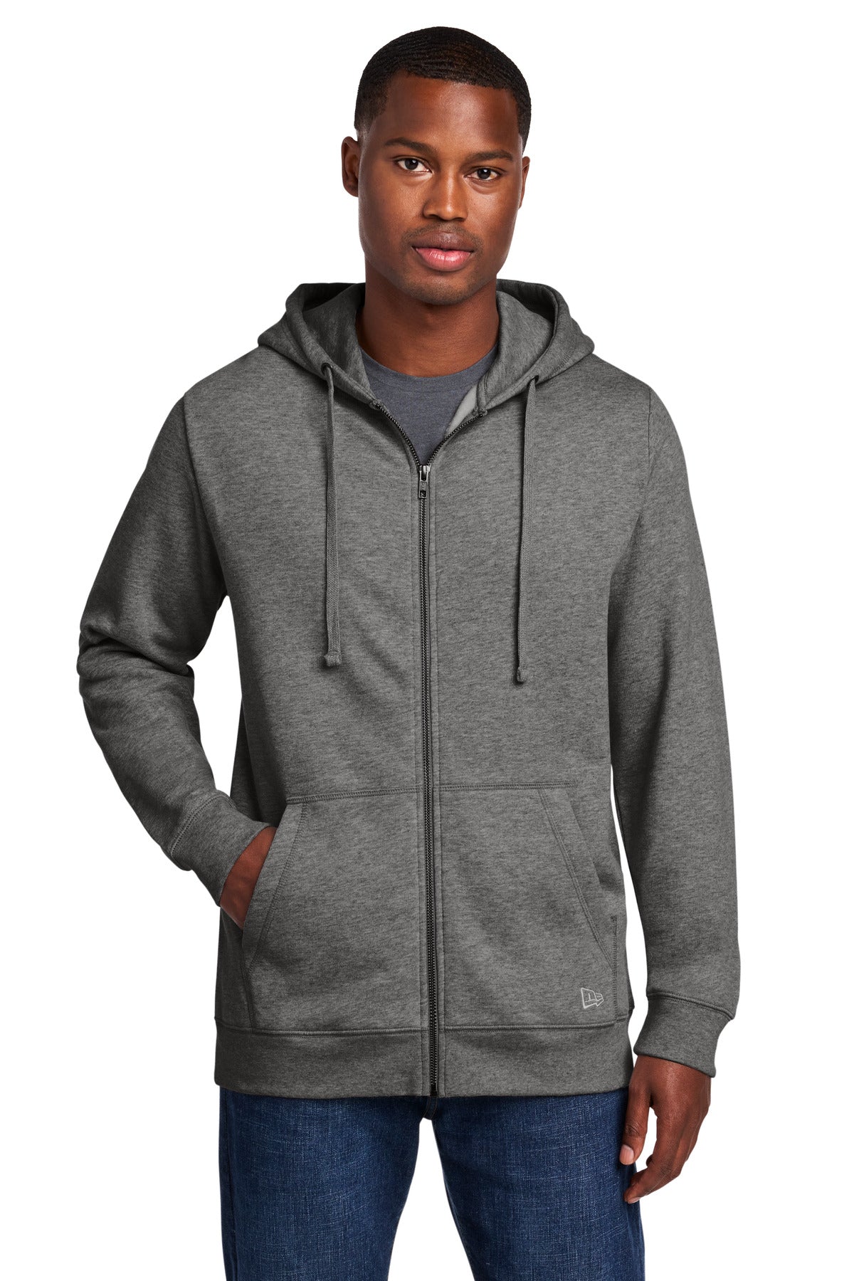 New Era Comeback Fleece Full-Zip Hoodie - Dark Heather Grey