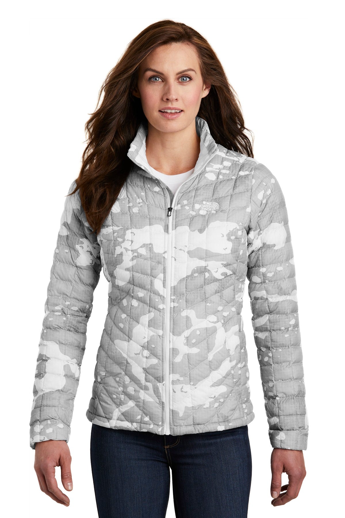 The North Face  Women's ThermoBall  Trekker Jacket - TNF White Woodchip Print