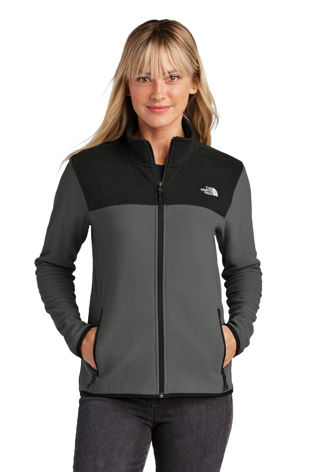 The North Face Women's Glacier Full-Zip Fleece Jacket - Asphalt Grey/ TNF Black