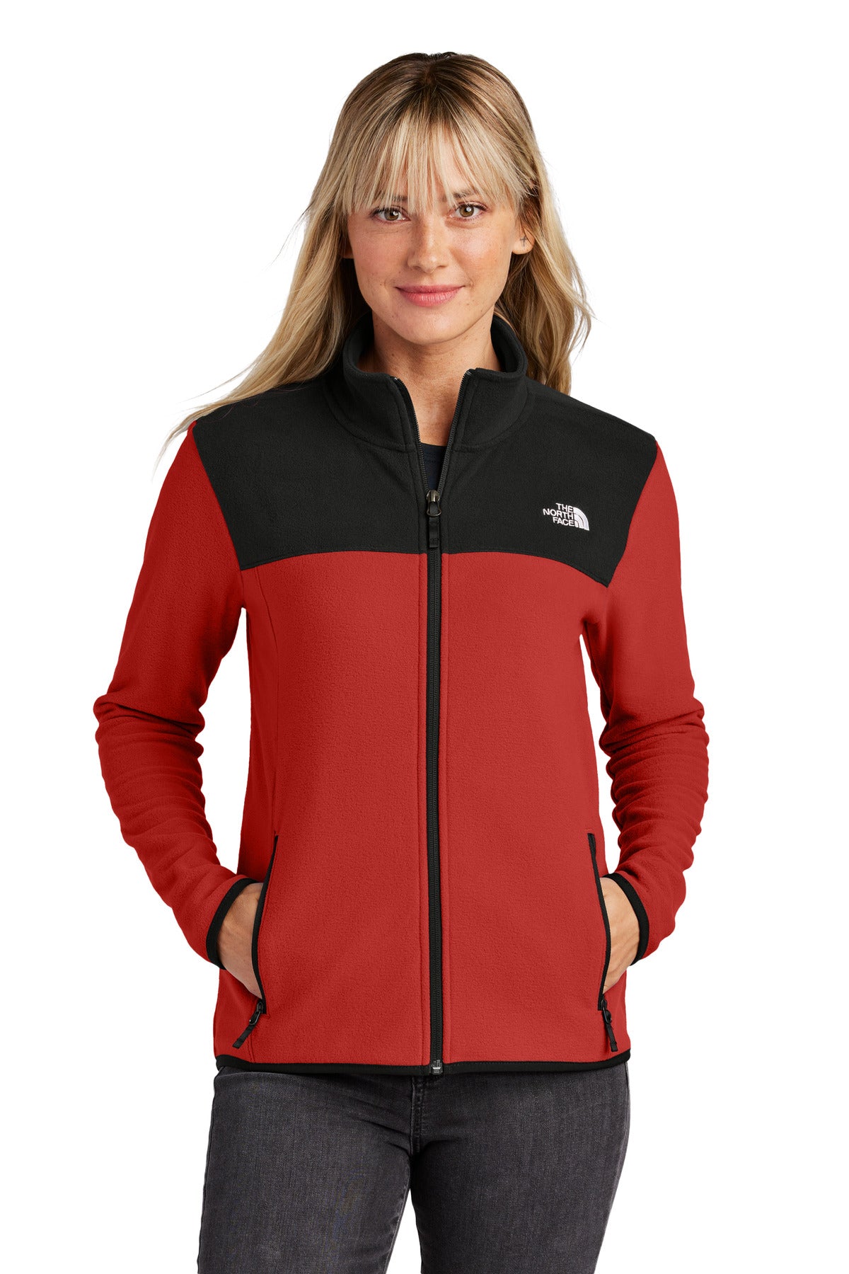 The North Face Women's Glacier Full-Zip Fleece Jacket - Rage Red / TNF Black