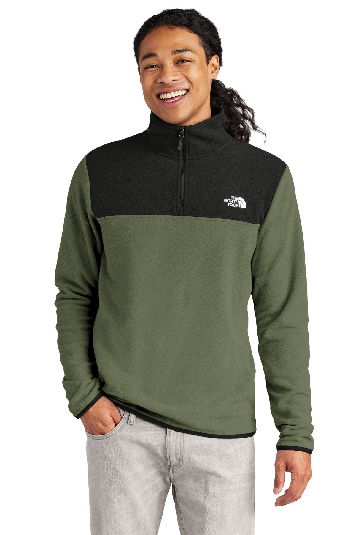The North Face Glacier 1/4-Zip Fleece - New Taupe Green/ TNF Black