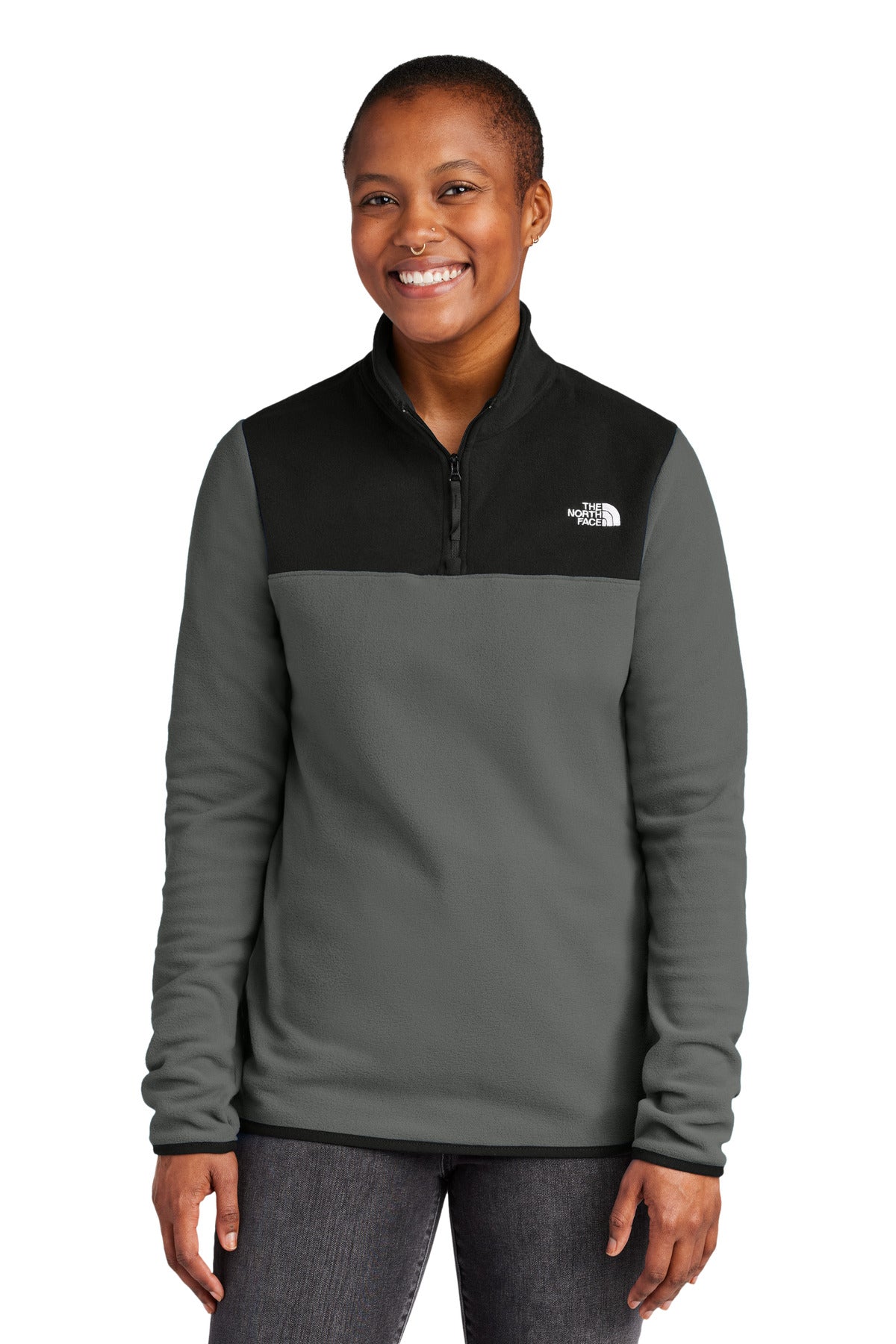 The North Face Women's Glacier 1/4-Zip Fleece - Asphalt Grey/ TNF Black