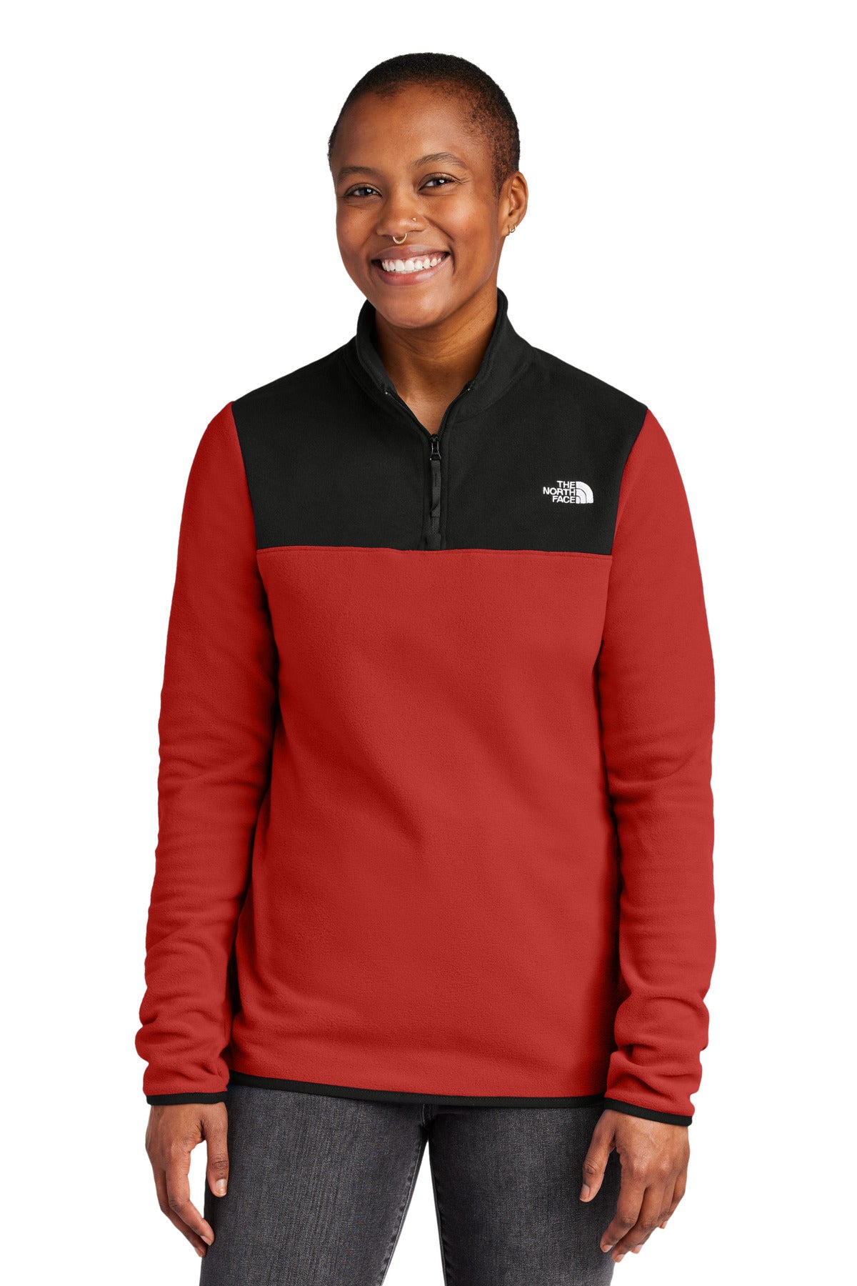 The North Face Women's Glacier 1/4-Zip Fleece - Rage Red / TNF Black