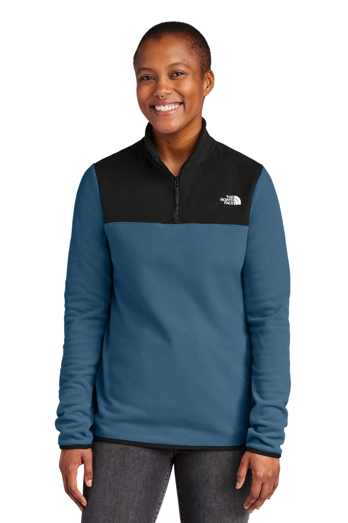 The North Face Women's Glacier 1/4-Zip Fleece - Shady Blue/ TNF Black