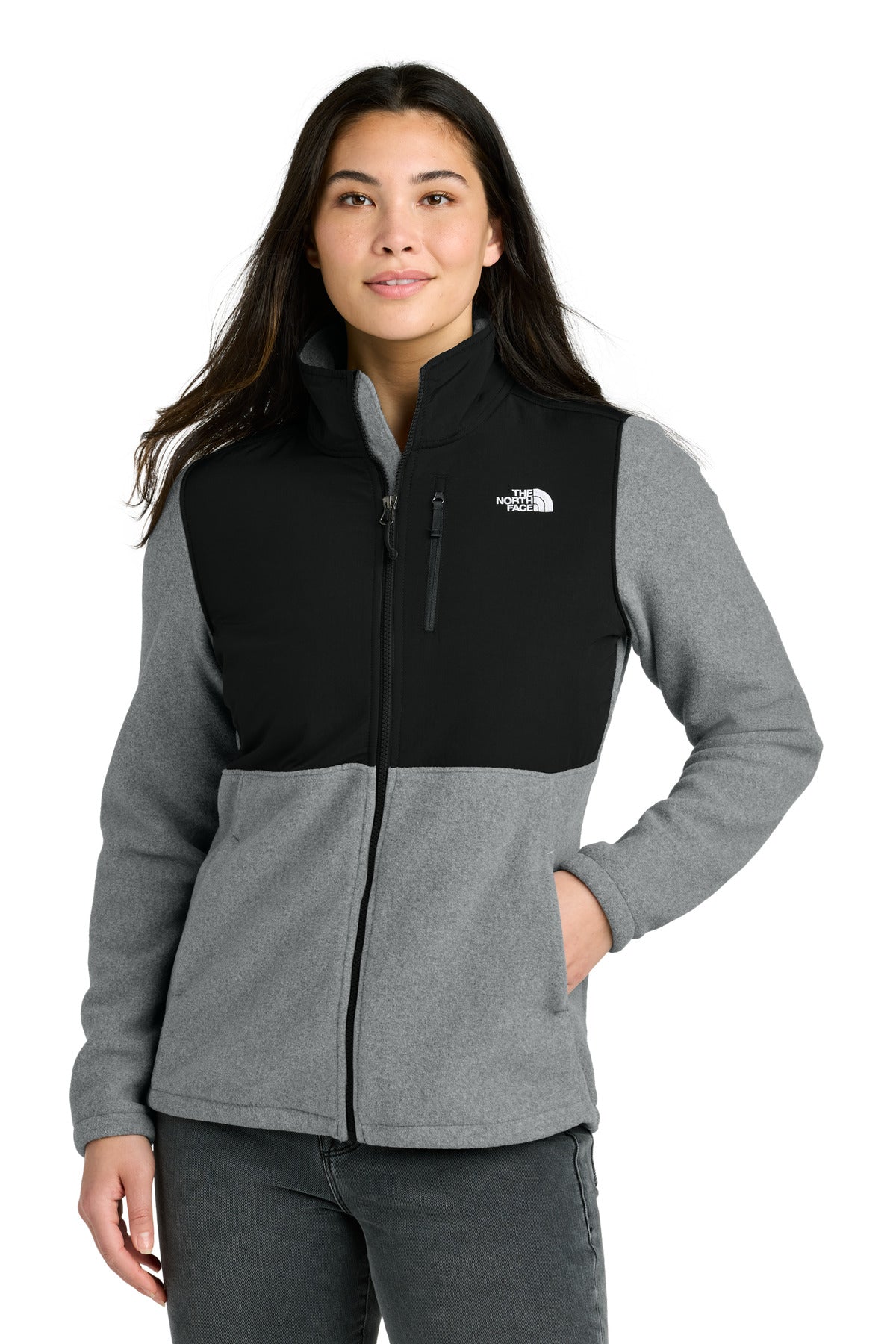 The North Face Women's Highest Peak Full-Zip Fleece Jacket - TNF Medium Grey Heather/ TNF Black