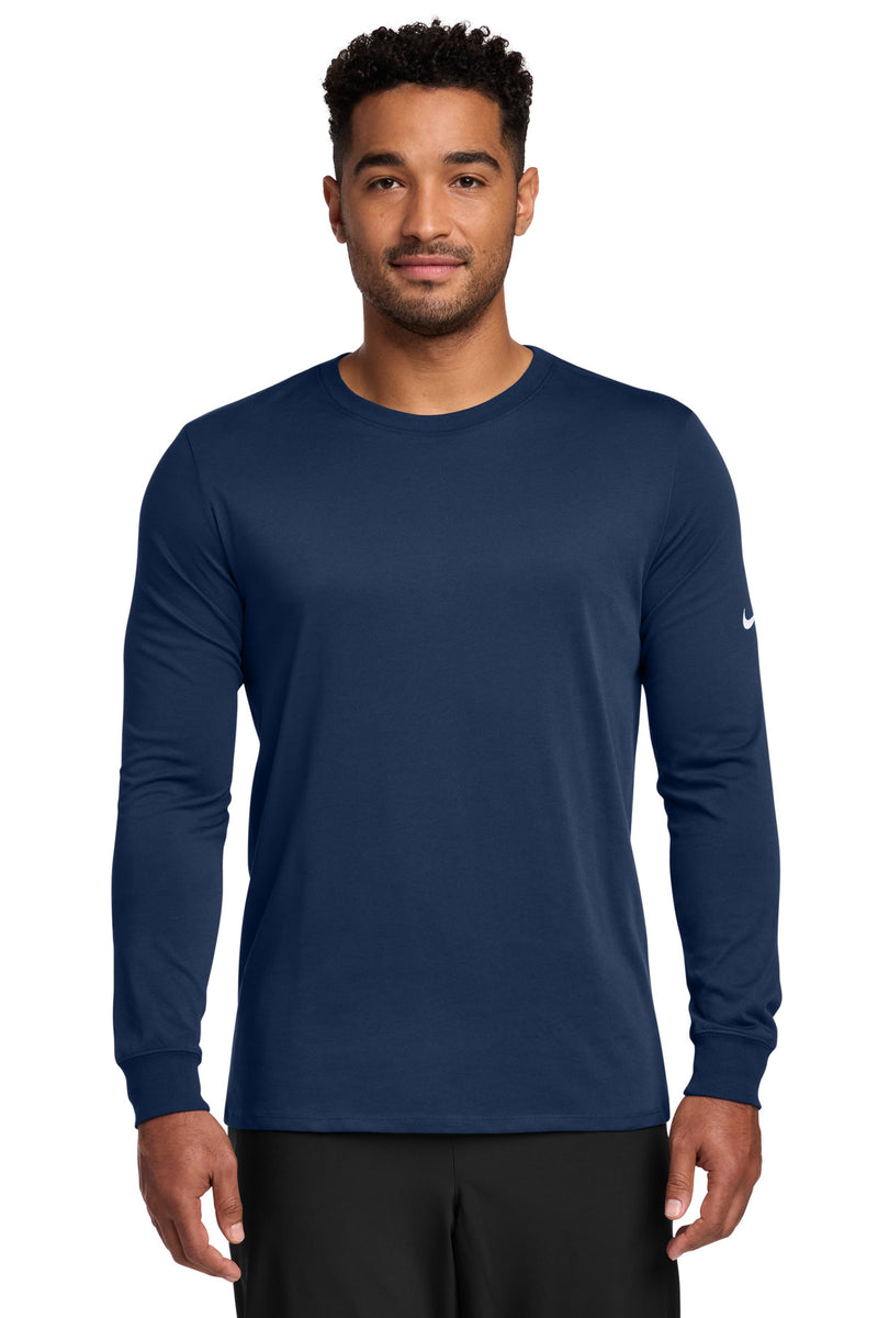 Nike Dri-FIT Cotton/Poly Long Sleeve Tee - College Navy