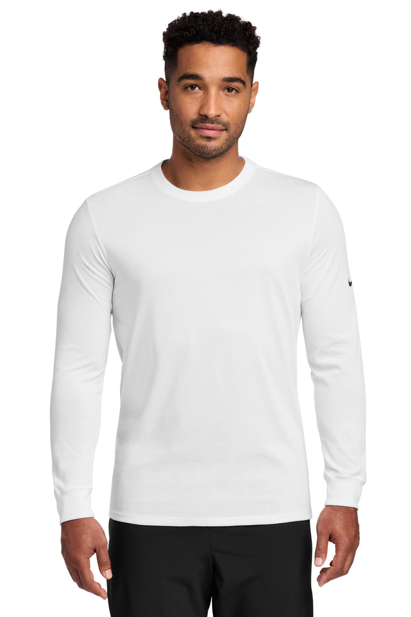 Nike Dri-FIT Cotton/Poly Long Sleeve Tee - White