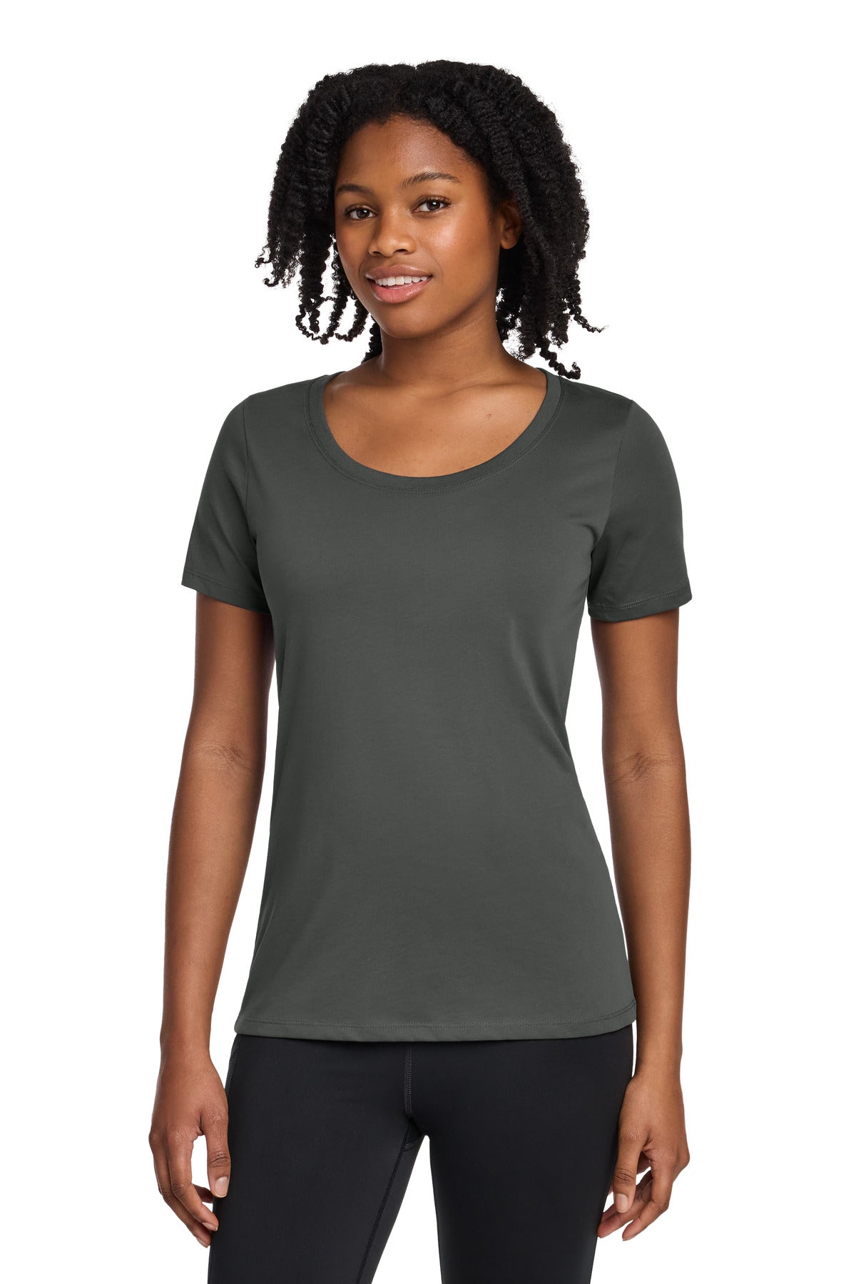 Nike Women's Dri-FIT Cotton/Poly Scoop Neck Tee - Anthracite