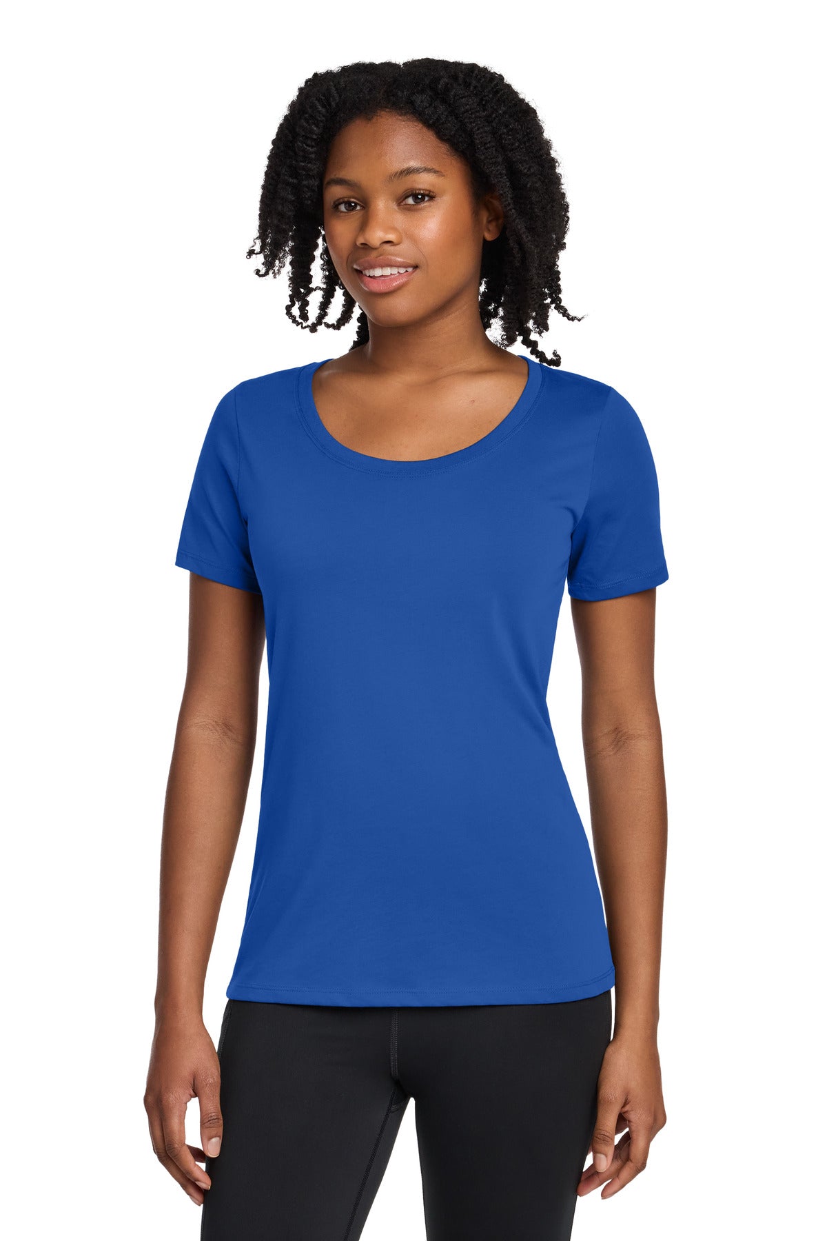 Nike Women's Dri-FIT Cotton/Poly Scoop Neck Tee - Rush Blue