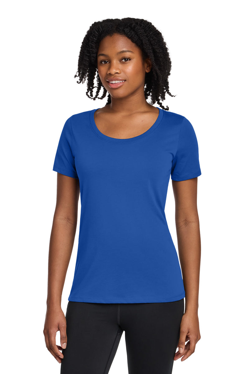 Nike Women's Dri-FIT Cotton/Poly Scoop Neck Tee - Rush Blue
