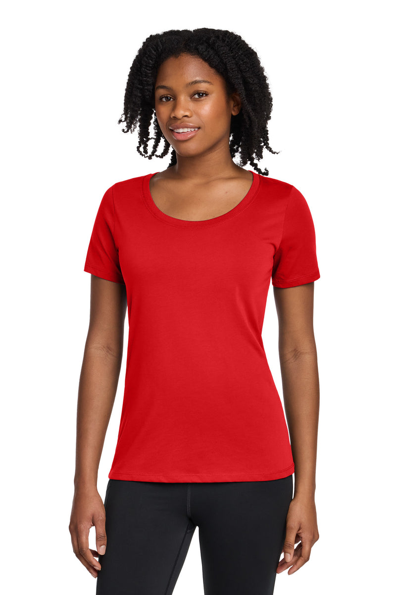 Nike Women's Dri-FIT Cotton/Poly Scoop Neck Tee - University Red