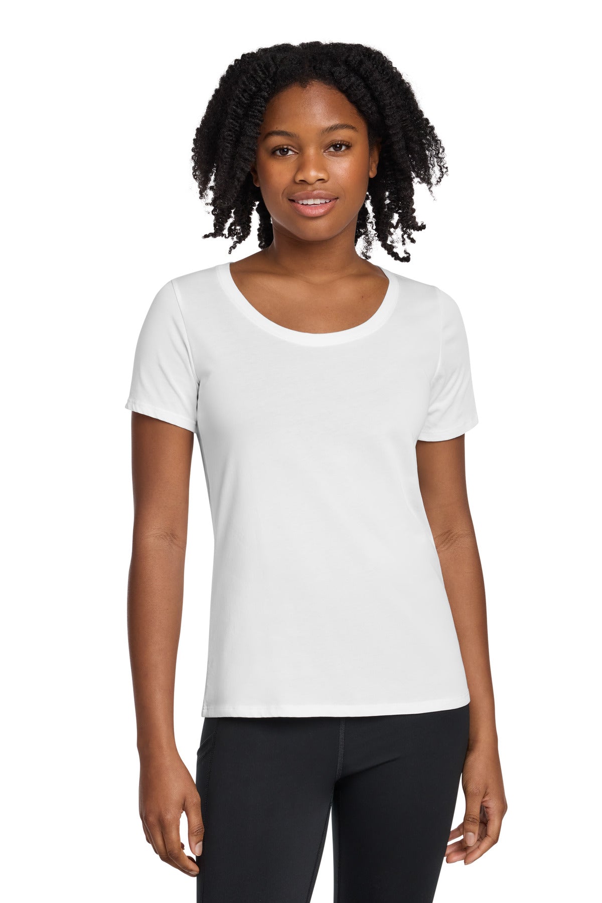 Nike Women's Dri-FIT Cotton/Poly Scoop Neck Tee - White