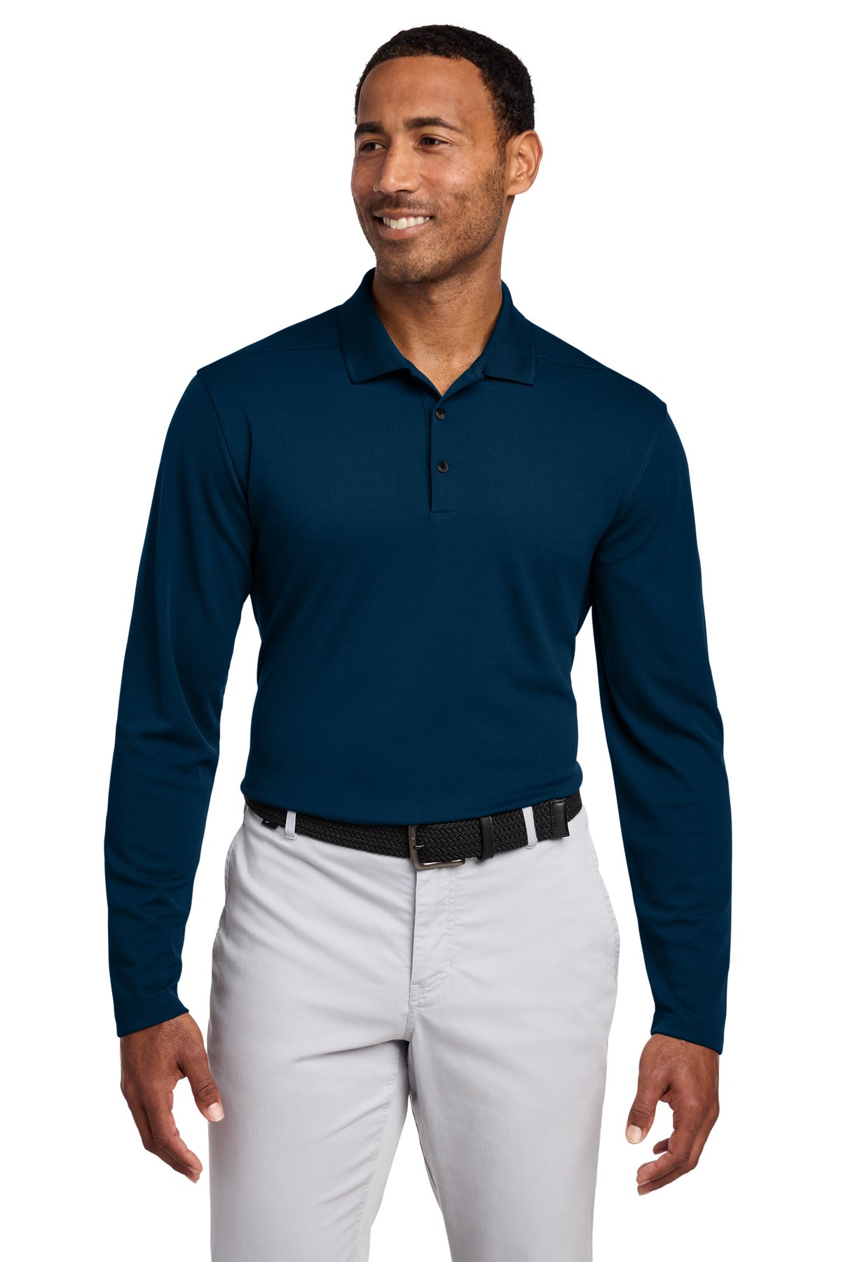 Nike Dri-FIT Micro Pique 2.0 Long Sleeve Polo - Navy