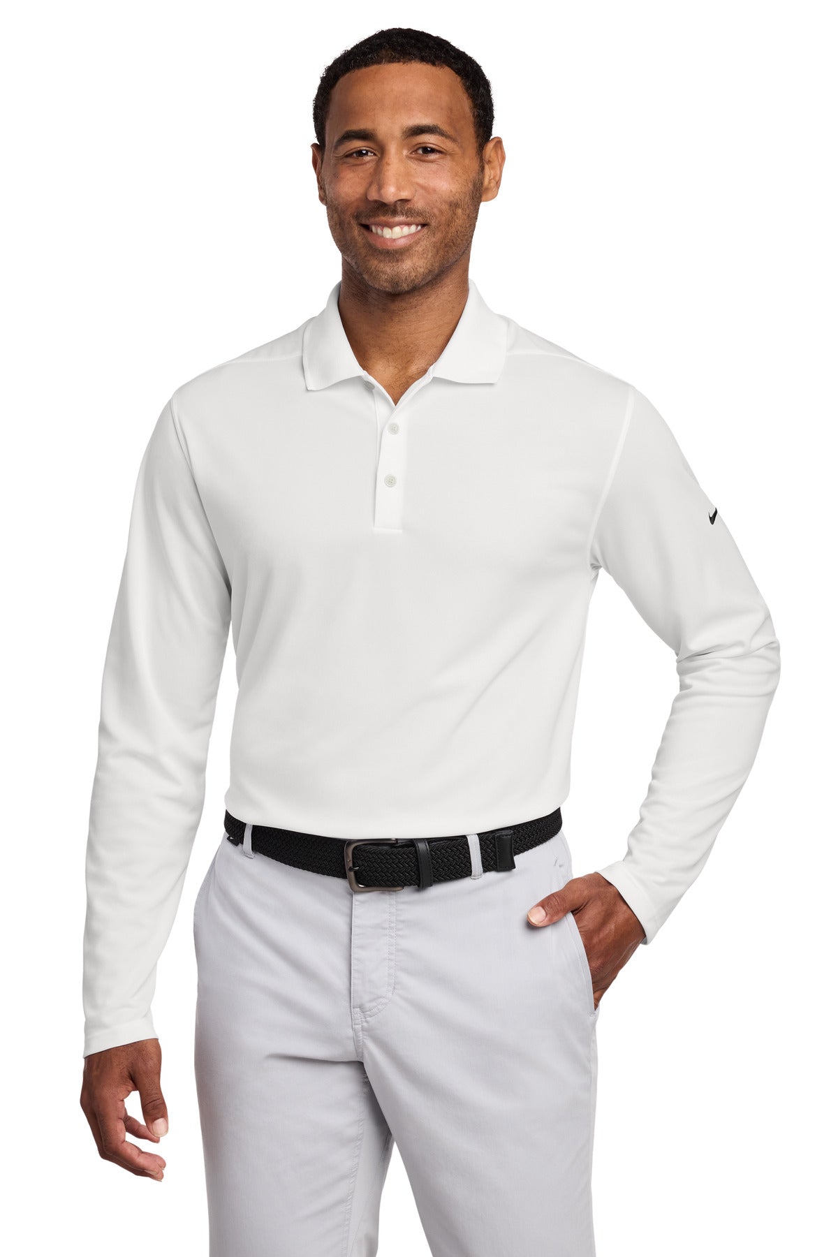 Nike Dri-FIT Micro Pique 2.0 Long Sleeve Polo - White