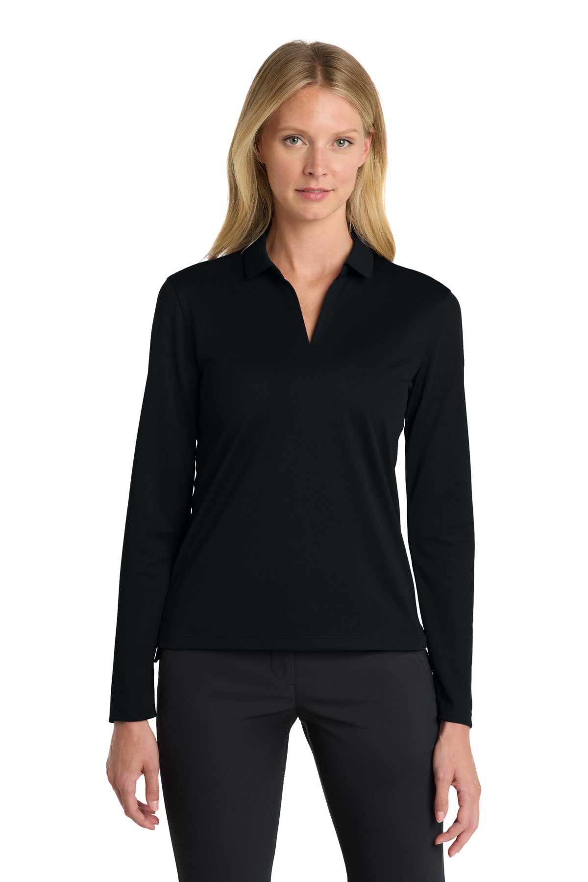 Nike Women's Dri-FIT Micro Pique 2.0 Long Sleeve Polo - Black