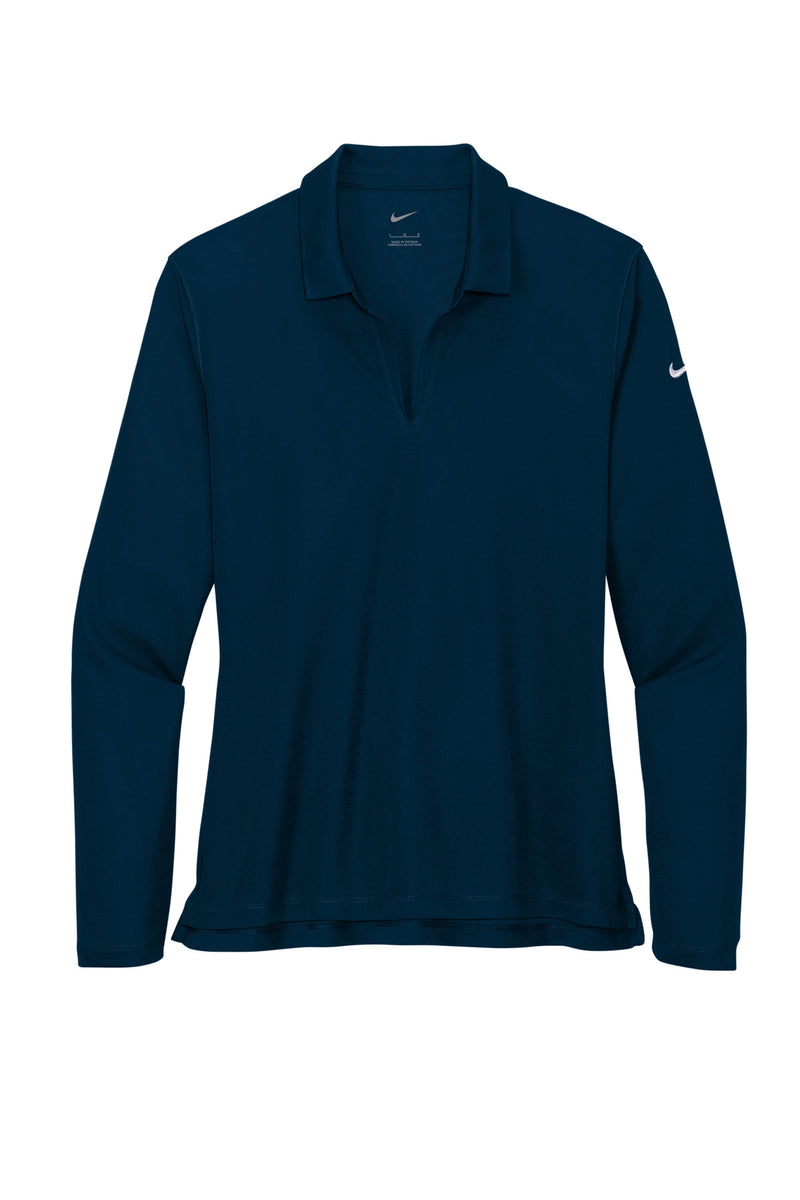 Nike Women's Dri-FIT Micro Pique 2.0 Long Sleeve Polo - Navy