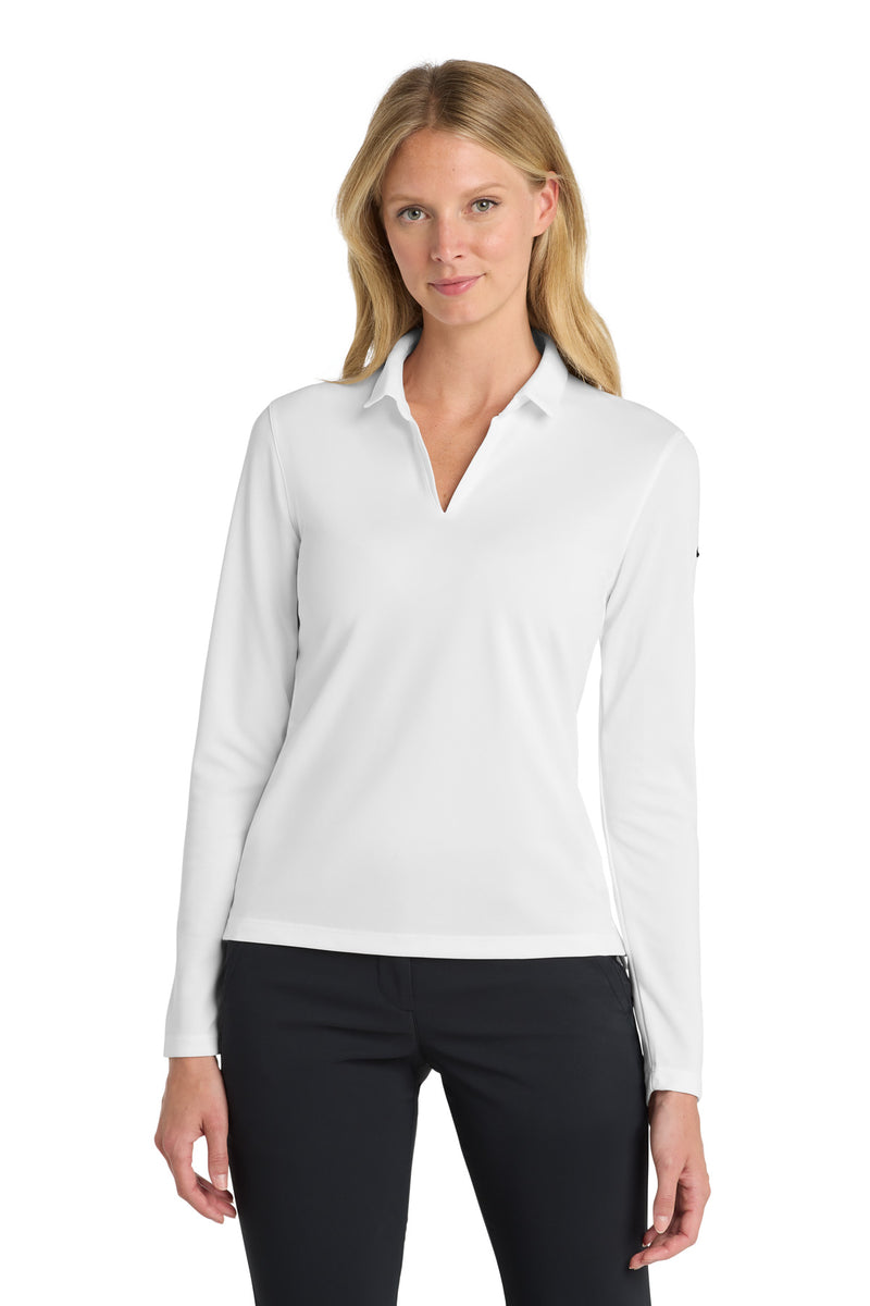 Nike Women's Dri-FIT Micro Pique 2.0 Long Sleeve Polo - White