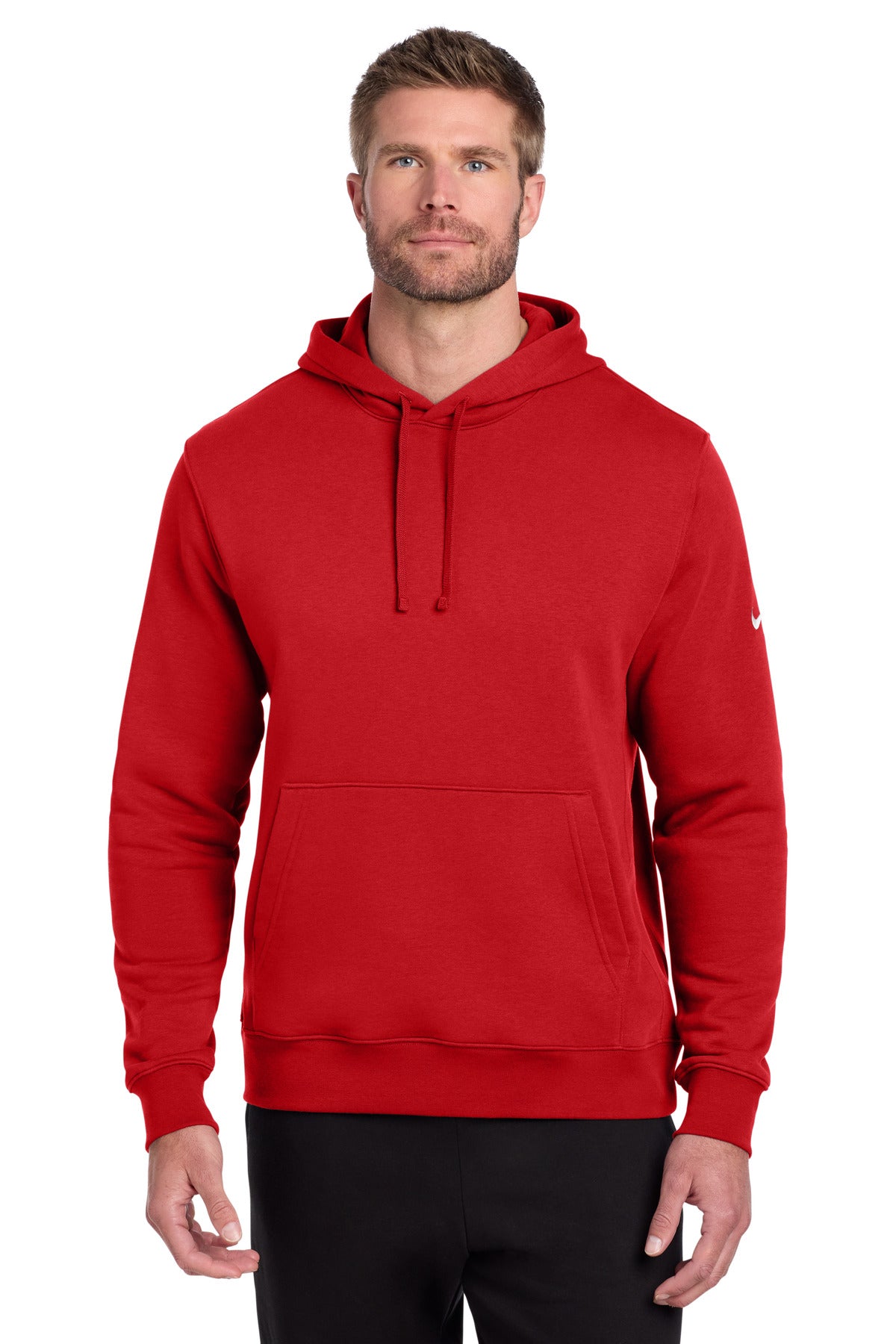 Nike Club Fleece Sleeve Swoosh Pullover Hoodie - University Red