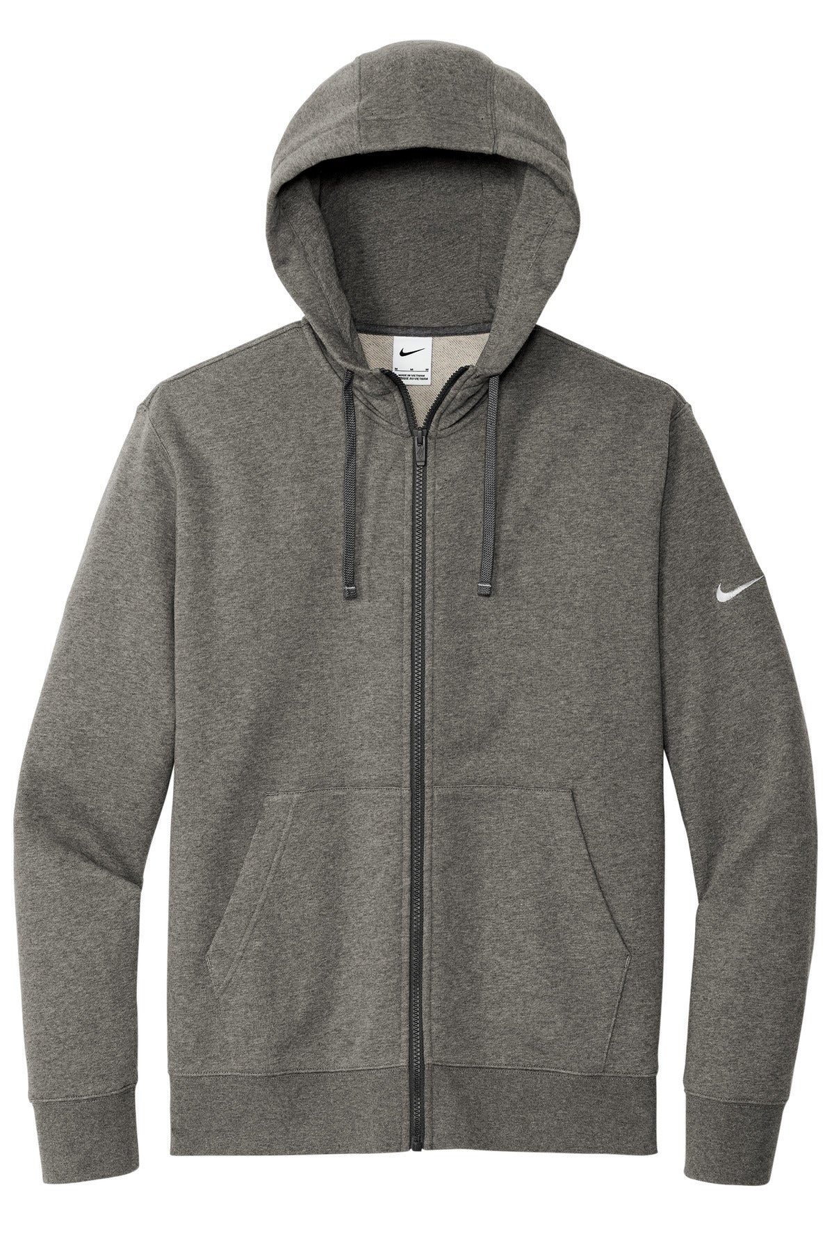 Nike Club Fleece Sleeve Swoosh Full-Zip Hoodie - Charcoal Heather