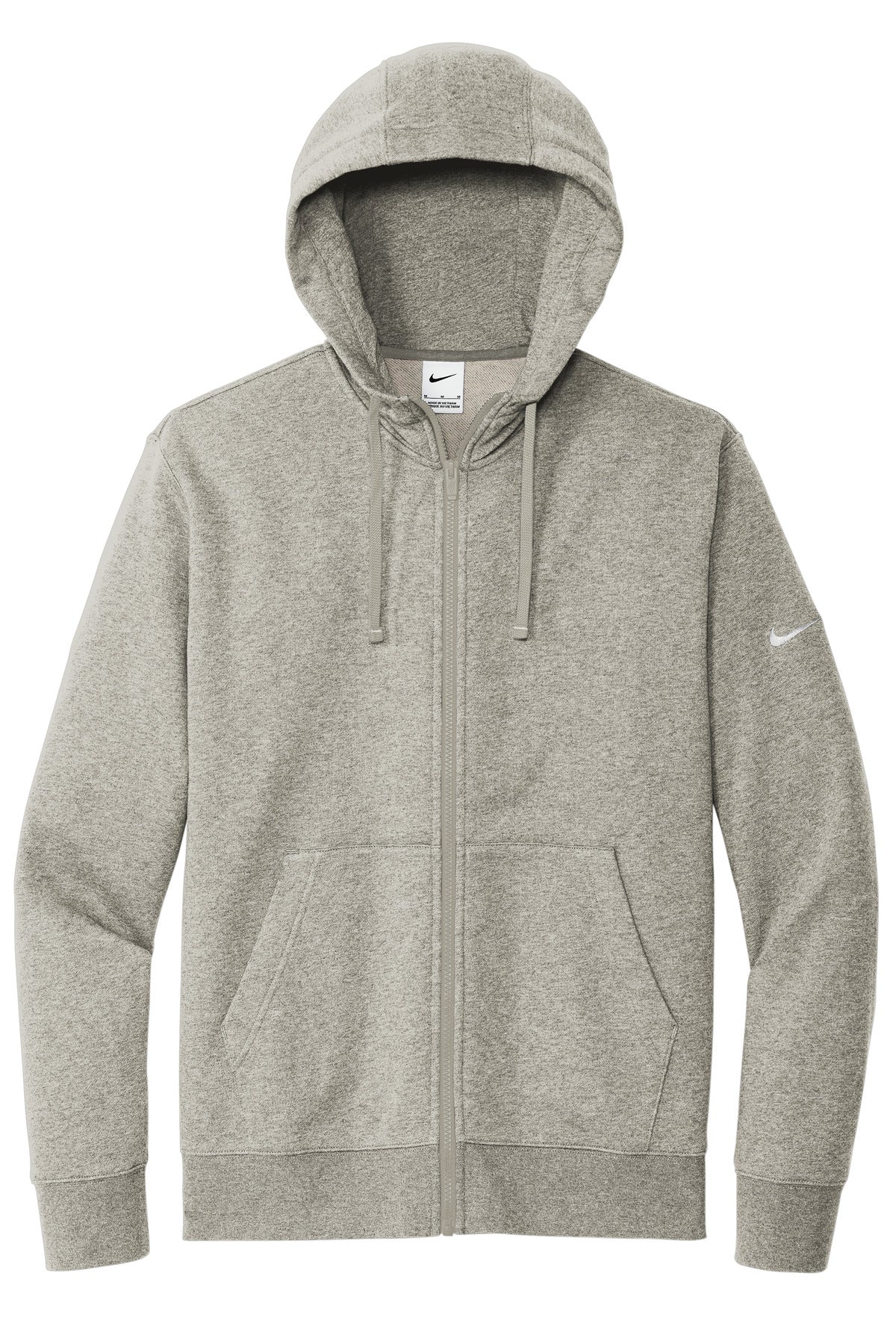Nike Club Fleece Sleeve Swoosh Full-Zip Hoodie - Dark Grey Heather