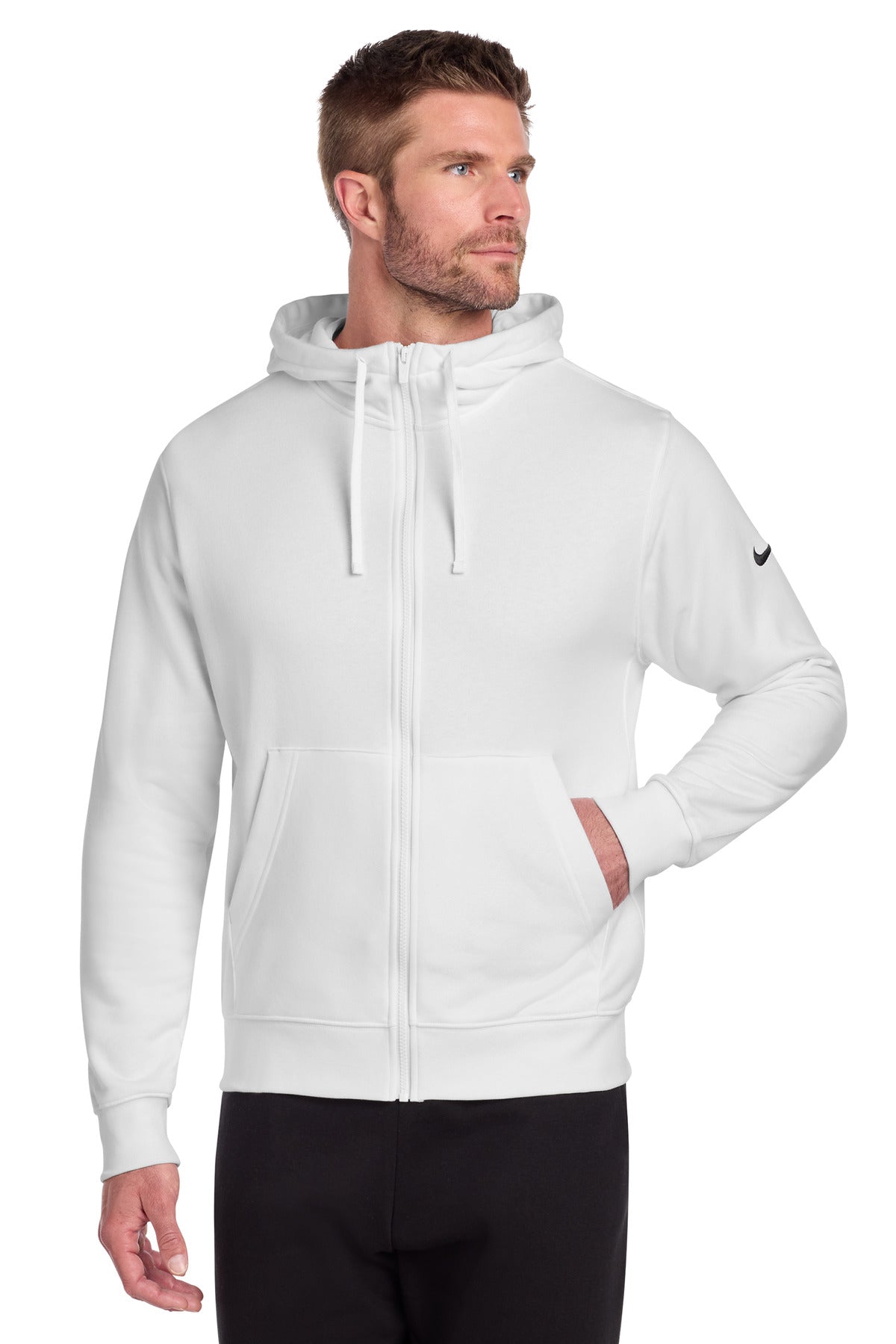 Nike Club Fleece Sleeve Swoosh Full-Zip Hoodie - White