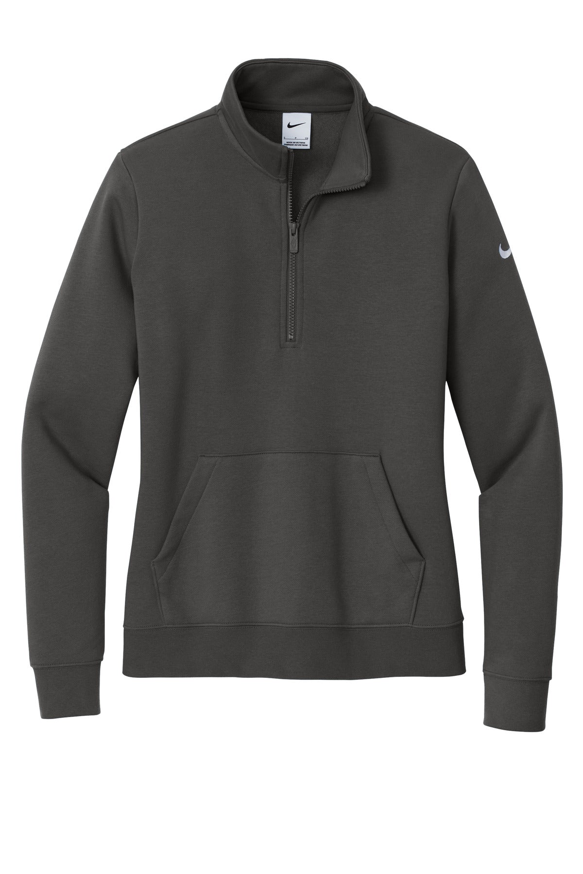 Nike Women's Club Fleece Sleeve Swoosh 1/2-Zip - Anthracite