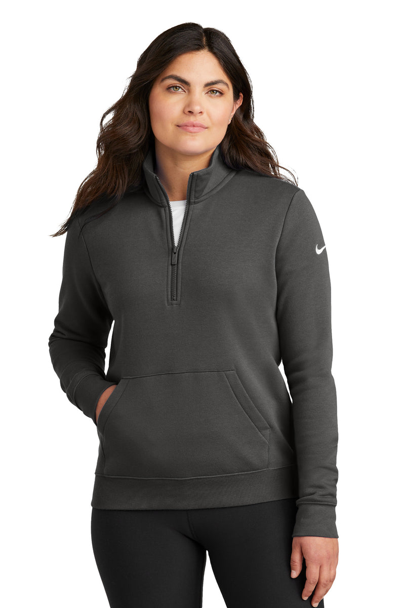 Nike Women's Club Fleece Sleeve Swoosh 1/2-Zip - Anthracite