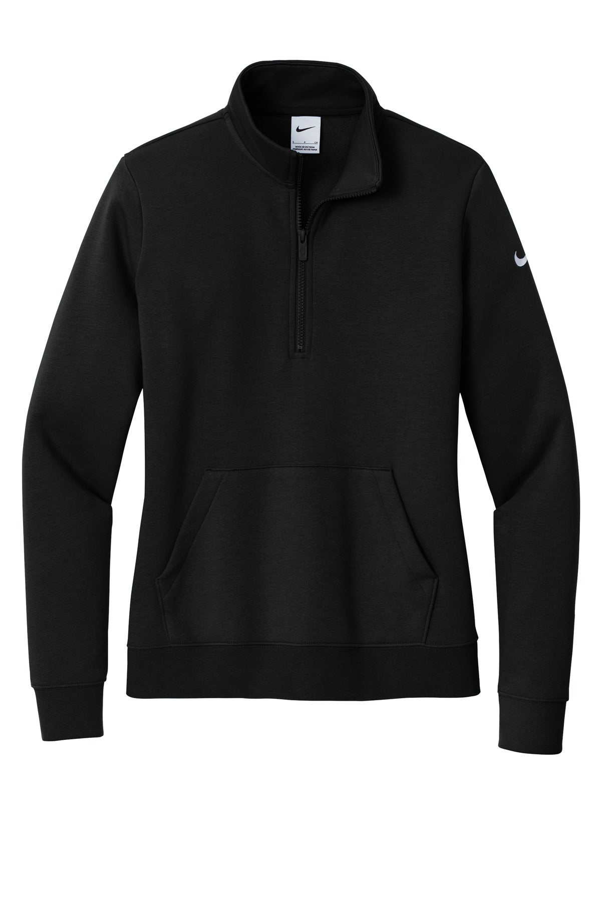 Nike Women's Club Fleece Sleeve Swoosh 1/2-Zip - Black