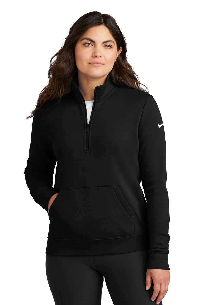 Nike Women's Club Fleece Sleeve Swoosh 1/2-Zip - Black