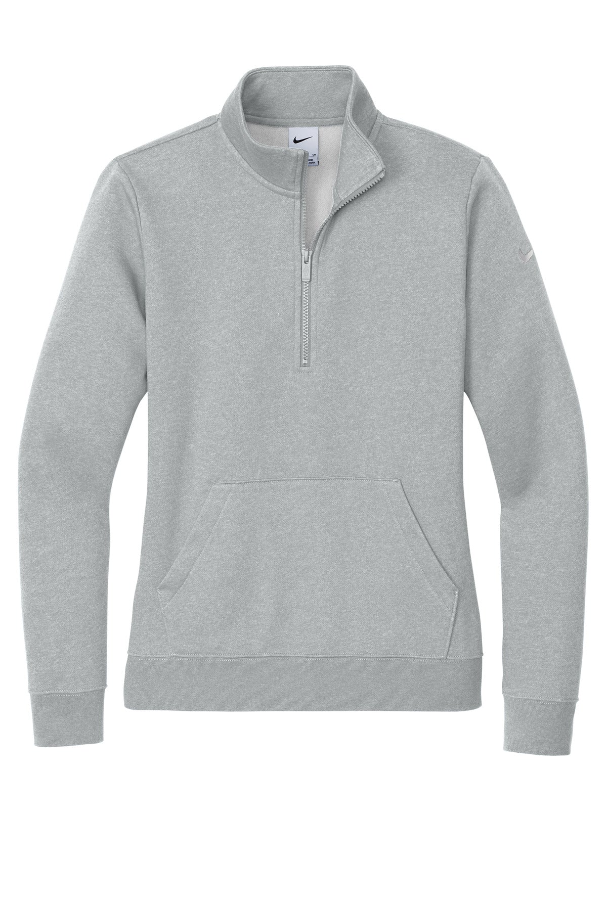 Nike Women's Club Fleece Sleeve Swoosh 1/2-Zip - Dark Grey Heather