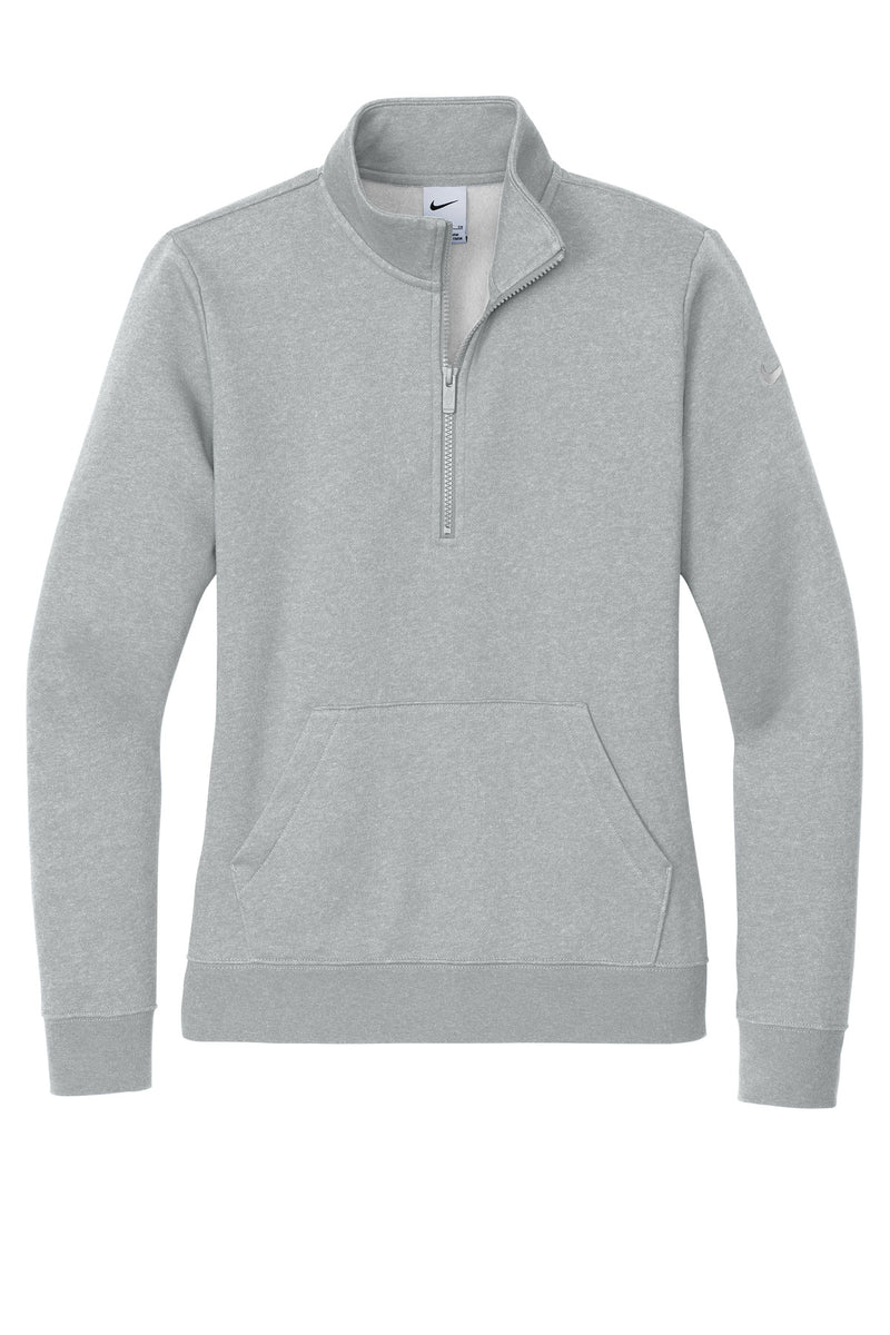 Nike Women's Club Fleece Sleeve Swoosh 1/2-Zip - Dark Grey Heather