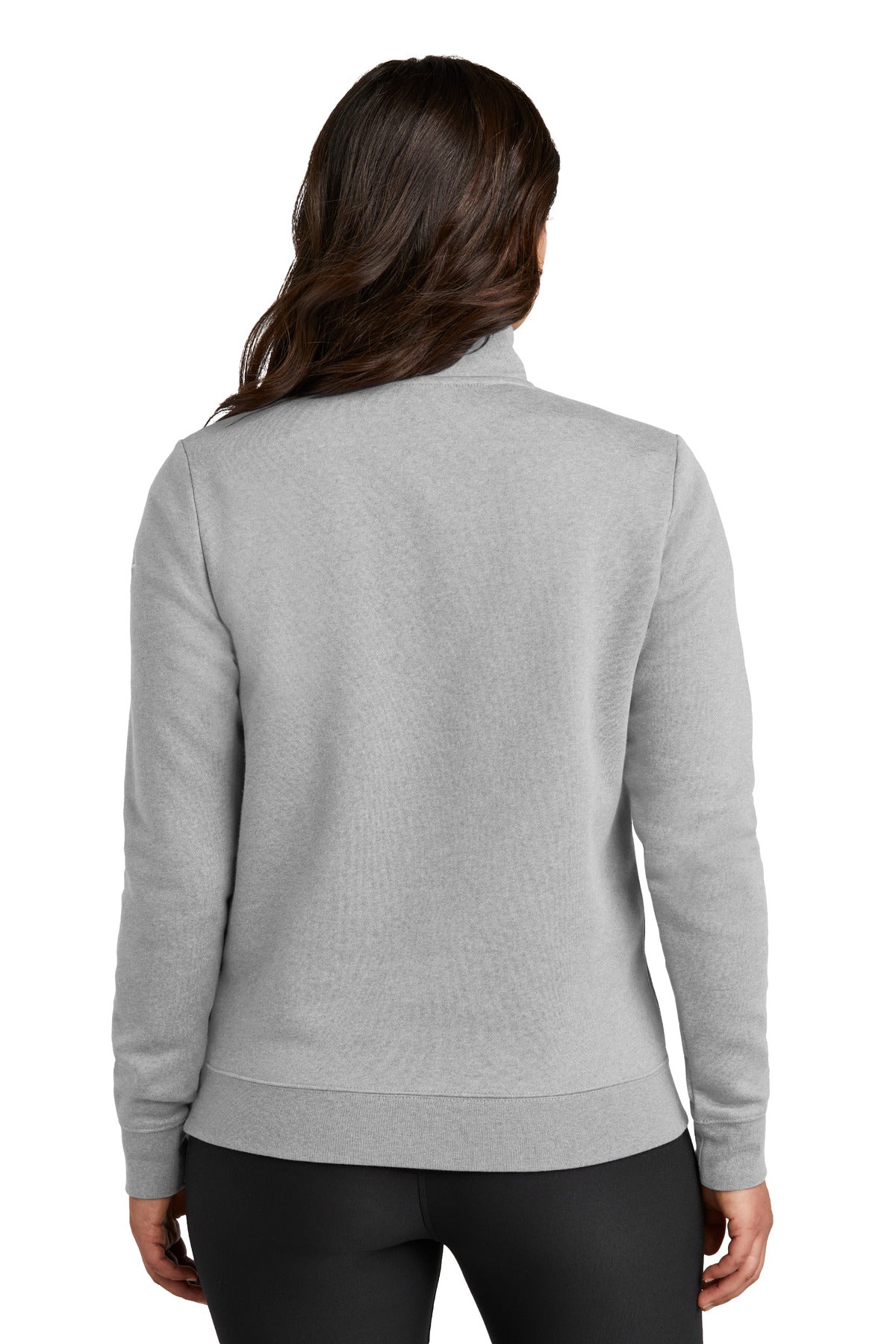 Nike Women's Club Fleece Sleeve Swoosh 1/2-Zip - Dark Grey Heather