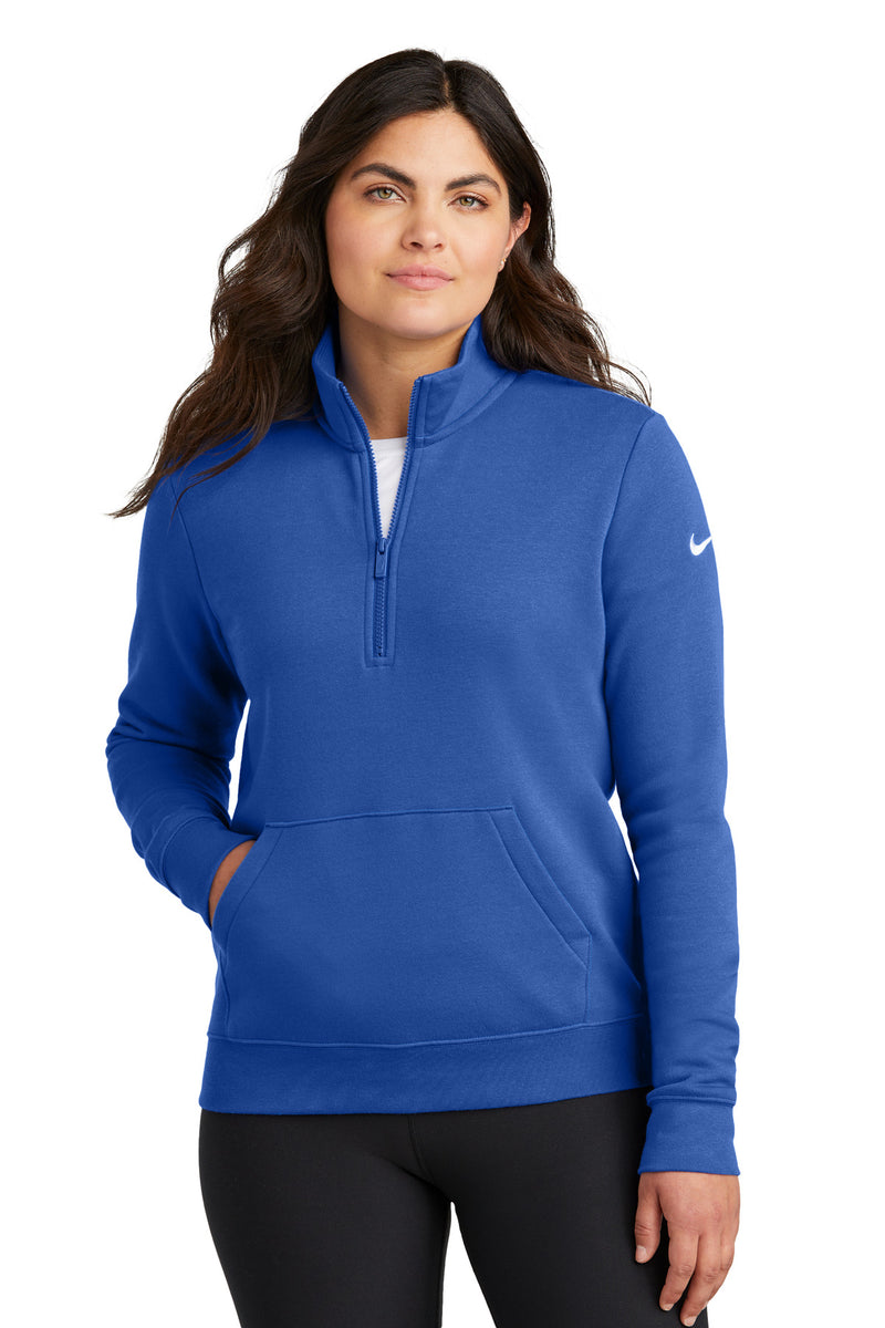 Nike Women's Club Fleece Sleeve Swoosh 1/2-Zip - Game Royal