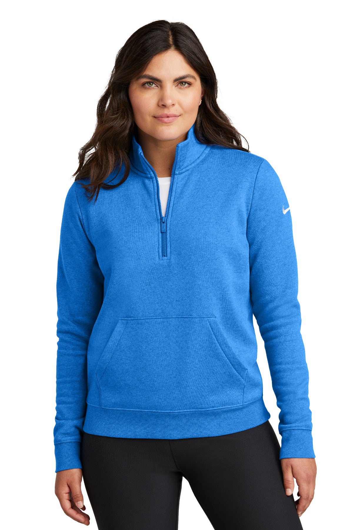 Nike Women's Club Fleece Sleeve Swoosh 1/2-Zip - Light Game Royal Heather