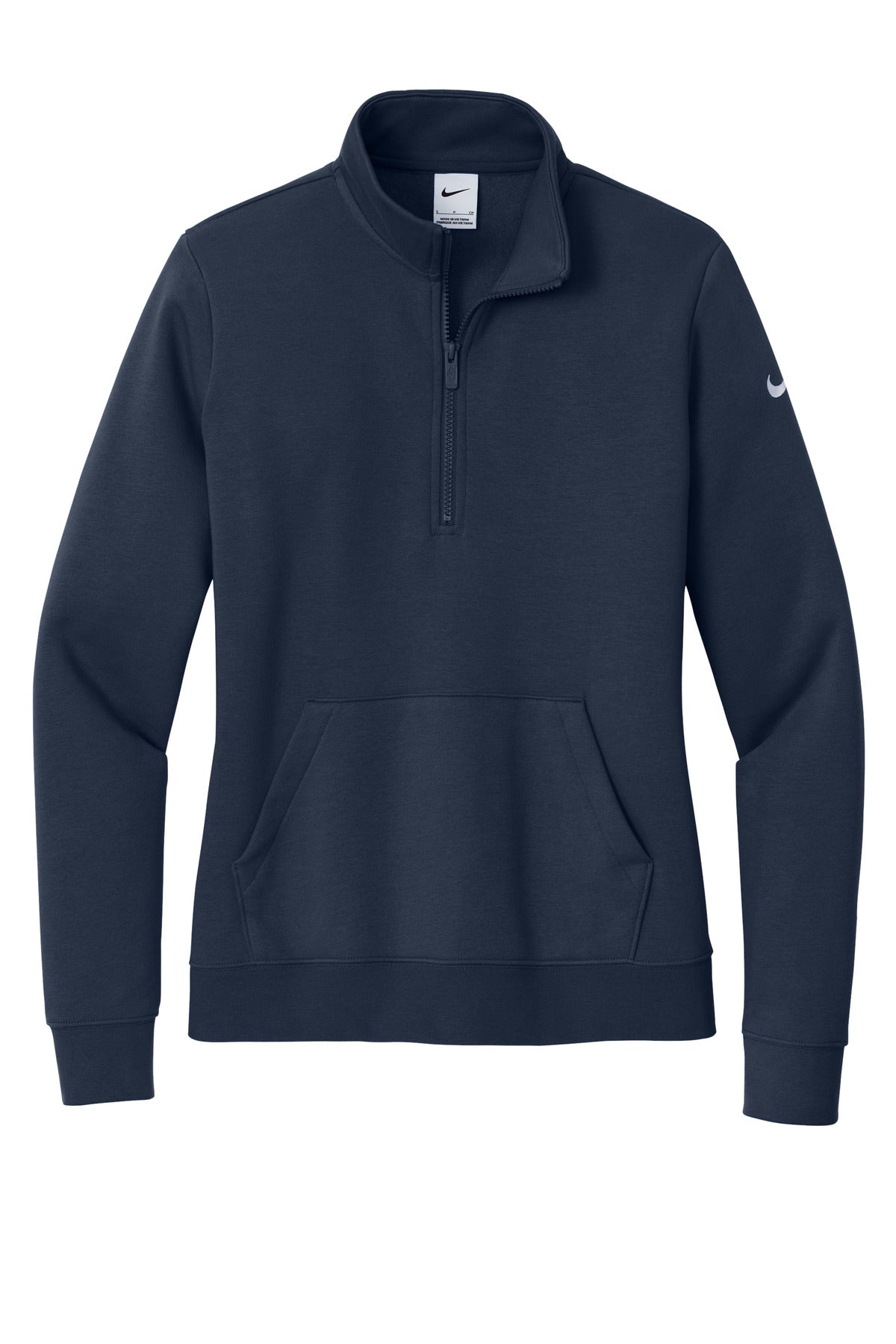 Nike Women's Club Fleece Sleeve Swoosh 1/2-Zip - Midnight Navy