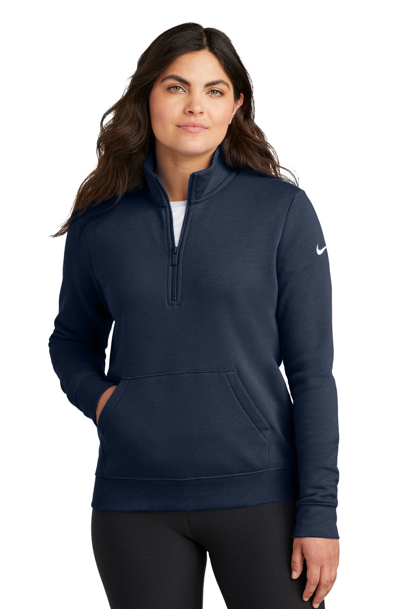 Nike Women's Club Fleece Sleeve Swoosh 1/2-Zip - Midnight Navy