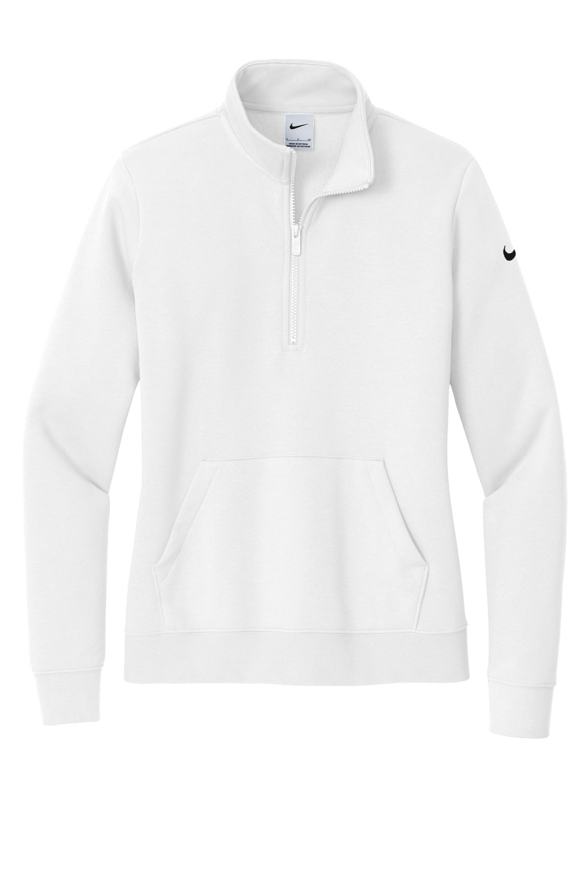Nike Women's Club Fleece Sleeve Swoosh 1/2-Zip - White