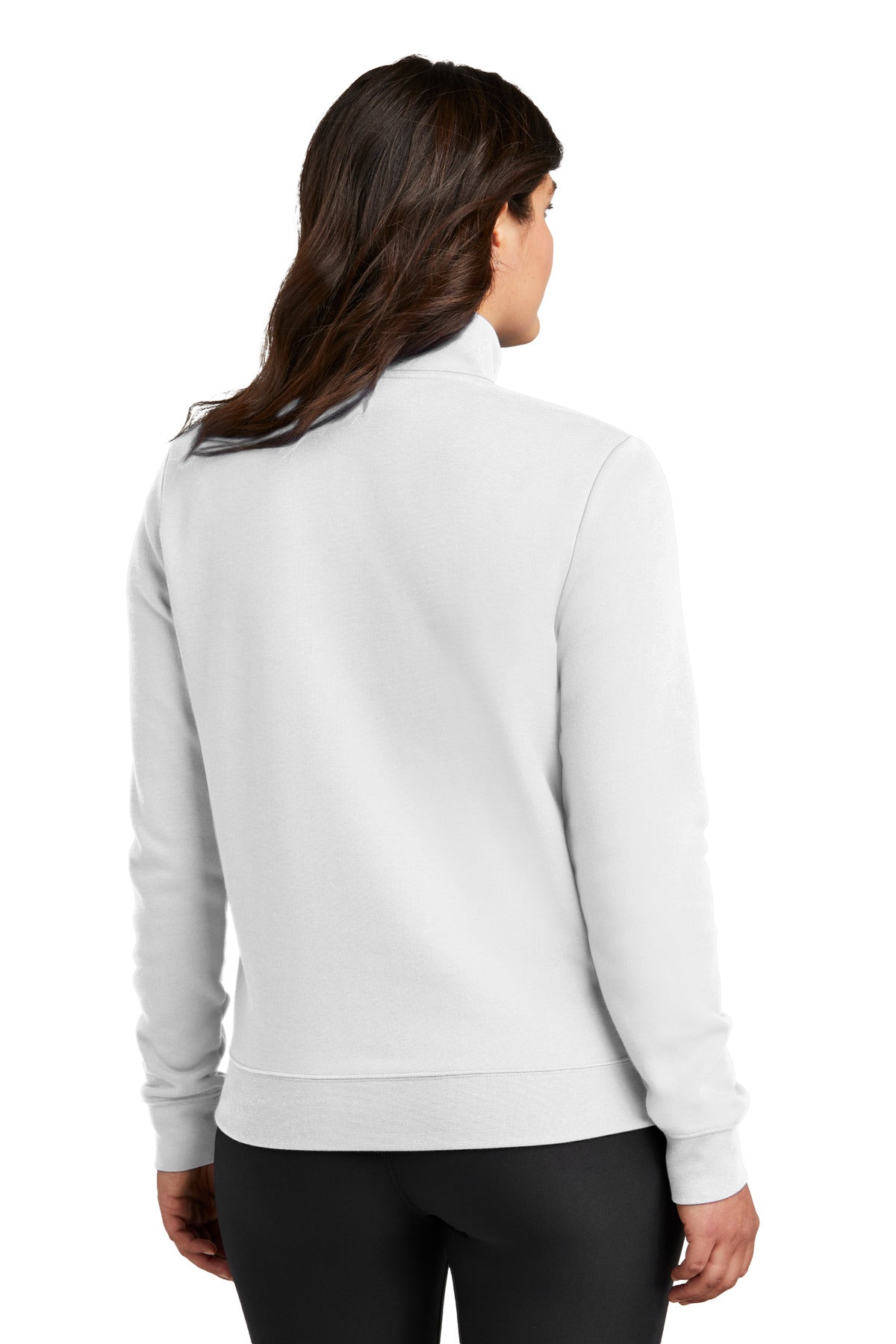 Nike Women's Club Fleece Sleeve Swoosh 1/2-Zip - White